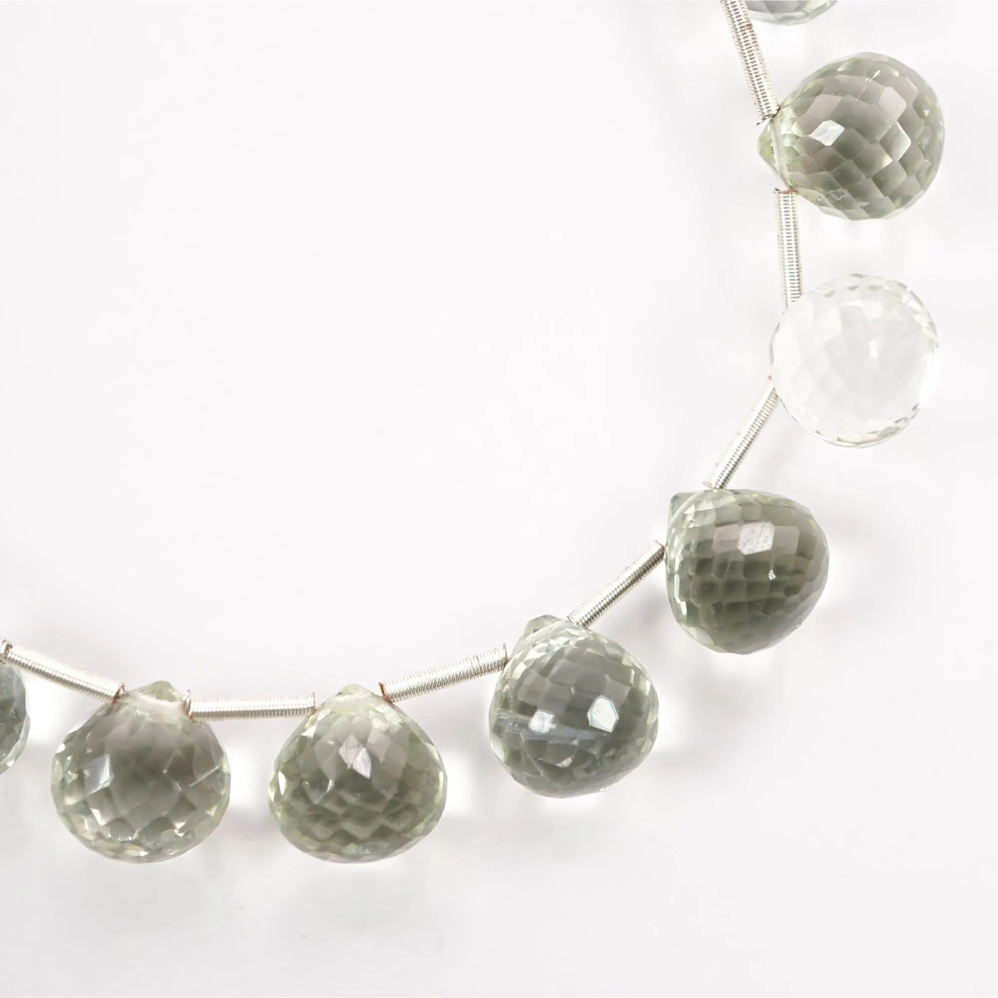 Green Amethyst Faceted Teardrop Gemstone Strand Beads