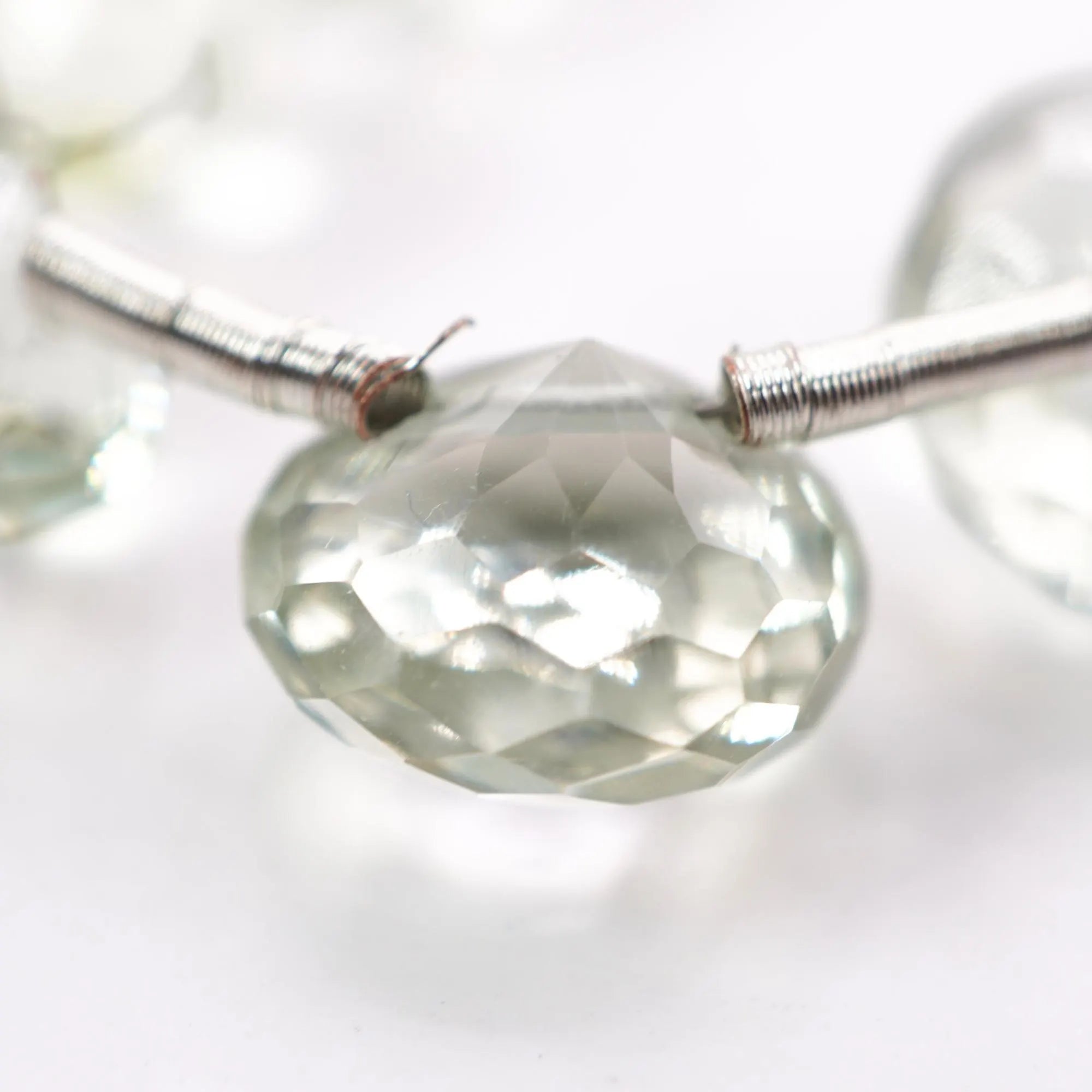 Green Amethyst Round Drop Shape Gemstone Beads