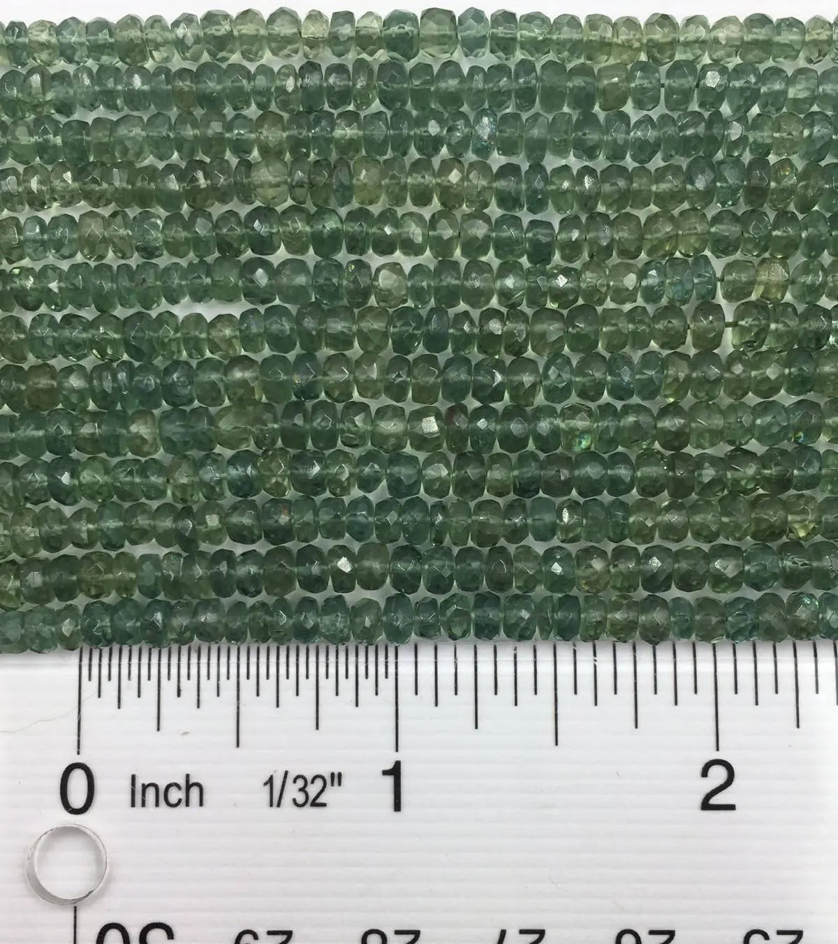 Green Apatite Faceted Button Roundel Shape Strand Beads