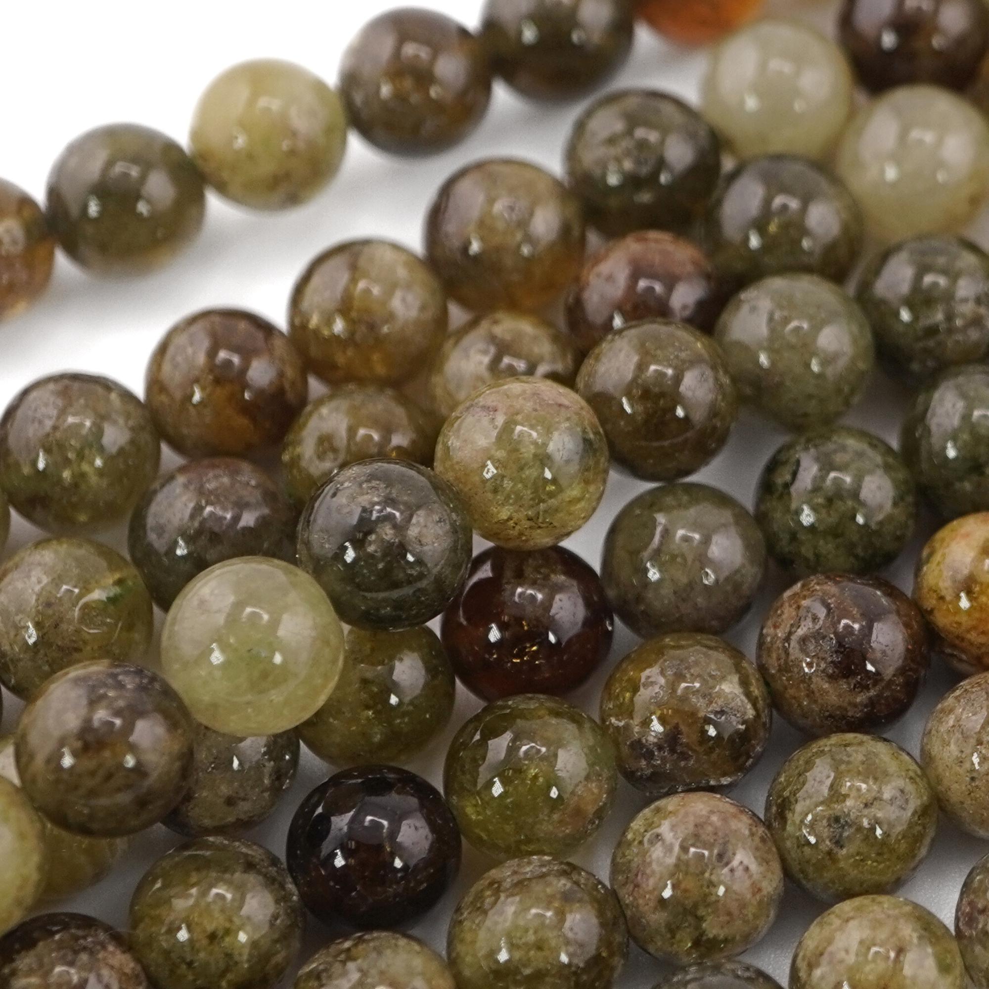 Green Garnet Smooth Round Shape Gemstone Strand Beads