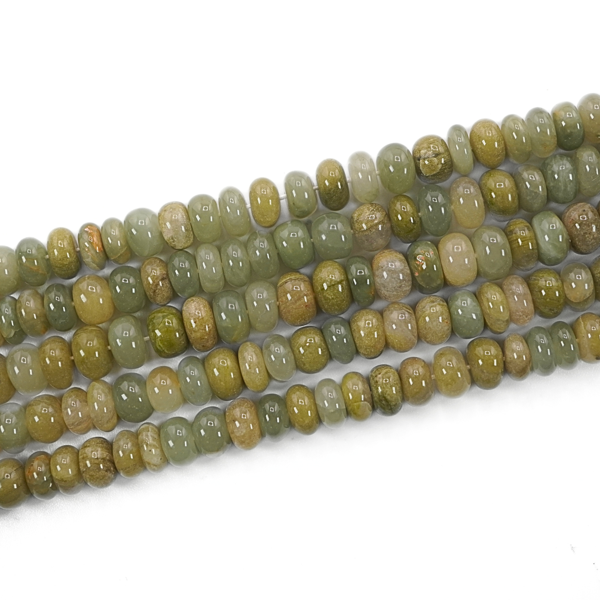 Green Jade Smooth Rondelle Shape Gemstone Strand Beads