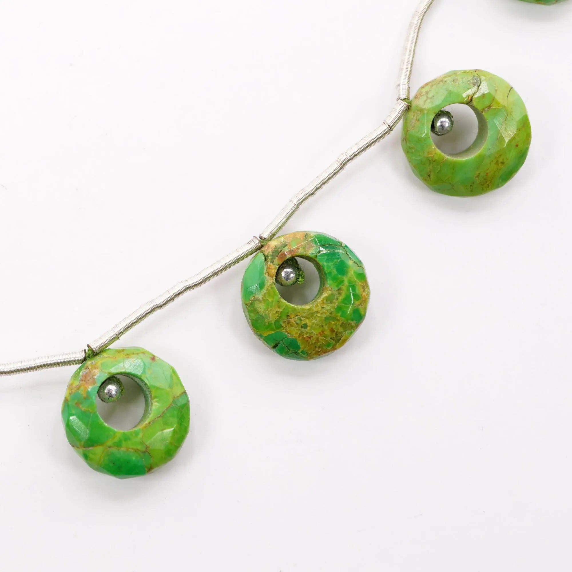 Green Mohave Turquoise Smooth Donut Shape Gemstone Strand Beads