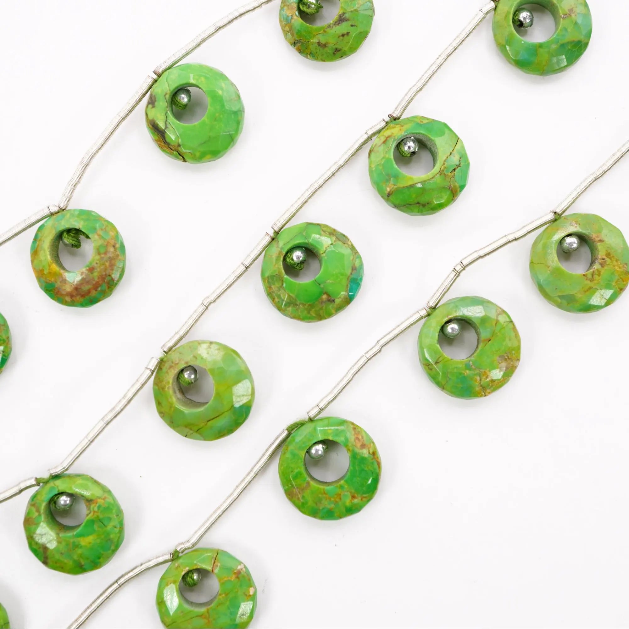 Green Mohave Turquoise Smooth Donut Shape Gemstone Strand Beads