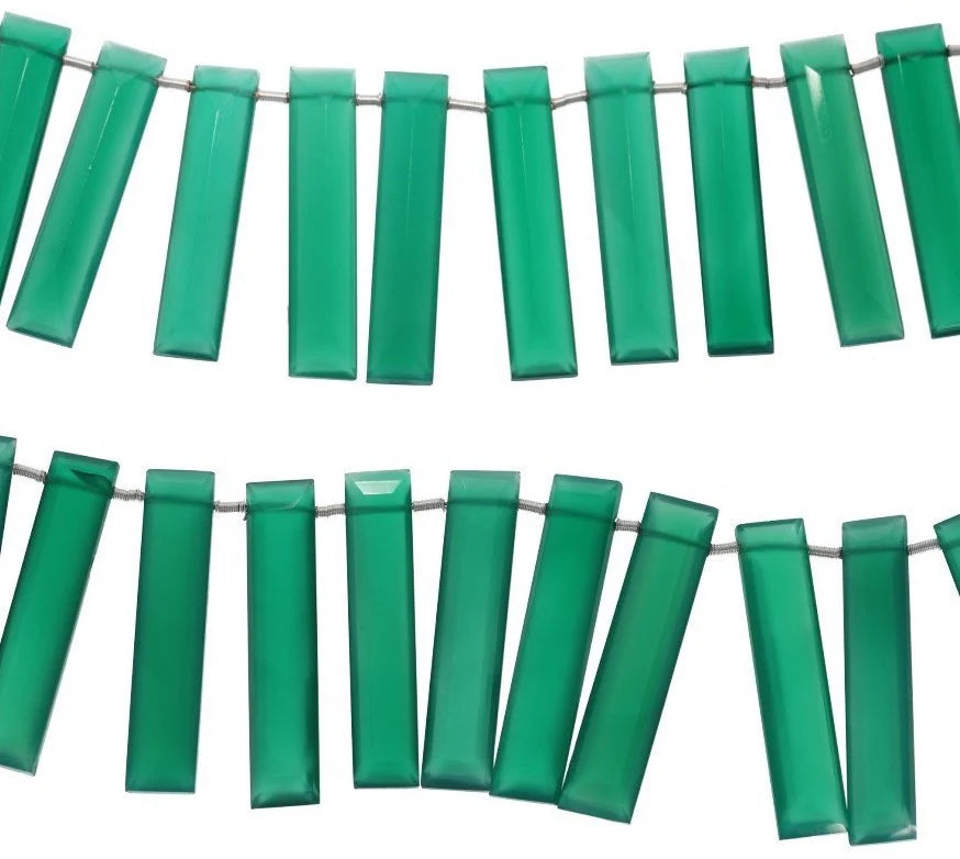 Green Onyx Faceted Rectangle Shape Gemstone Strand Beads