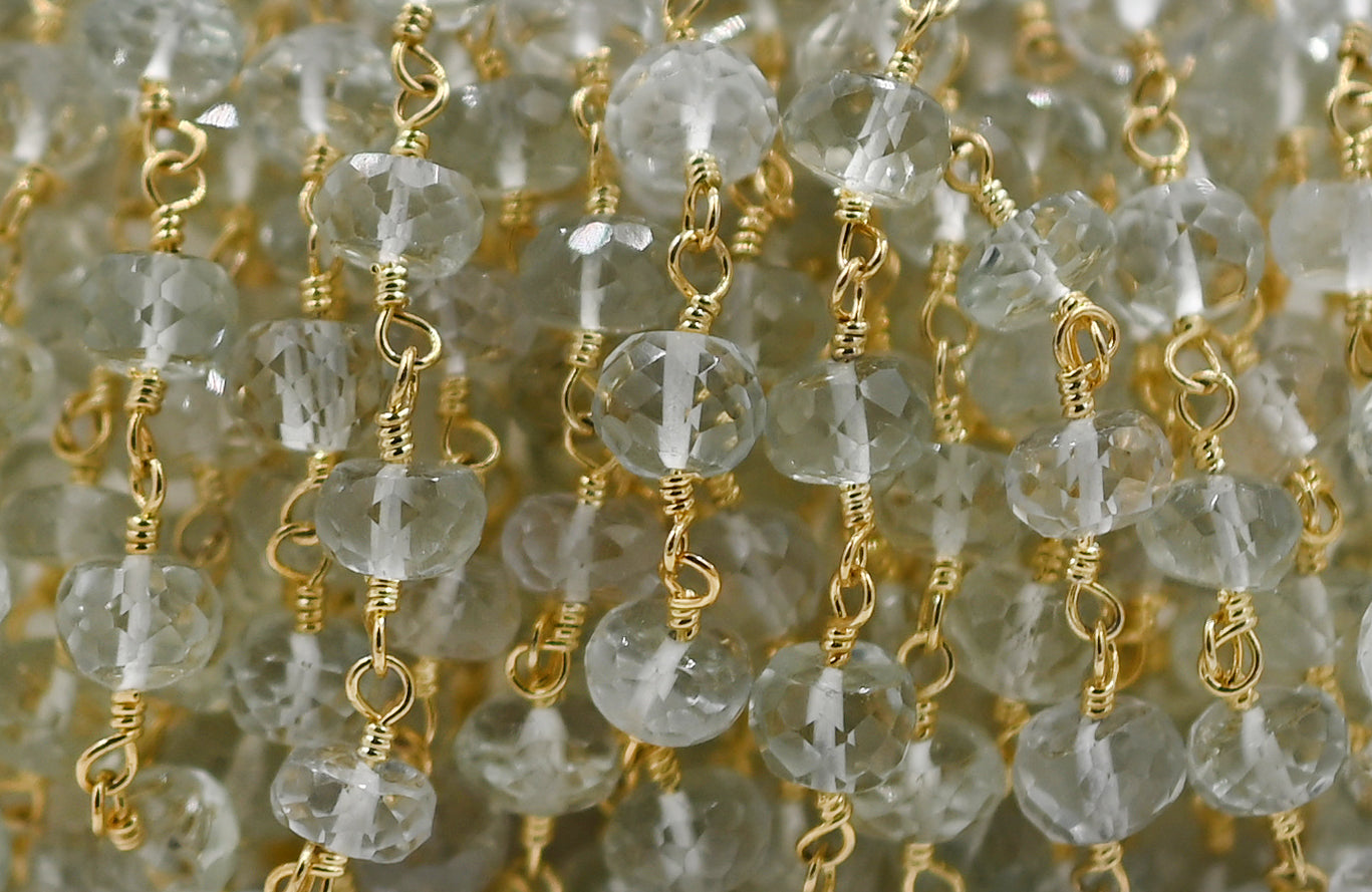 Green Amethyst Faceted Rondelle Chain