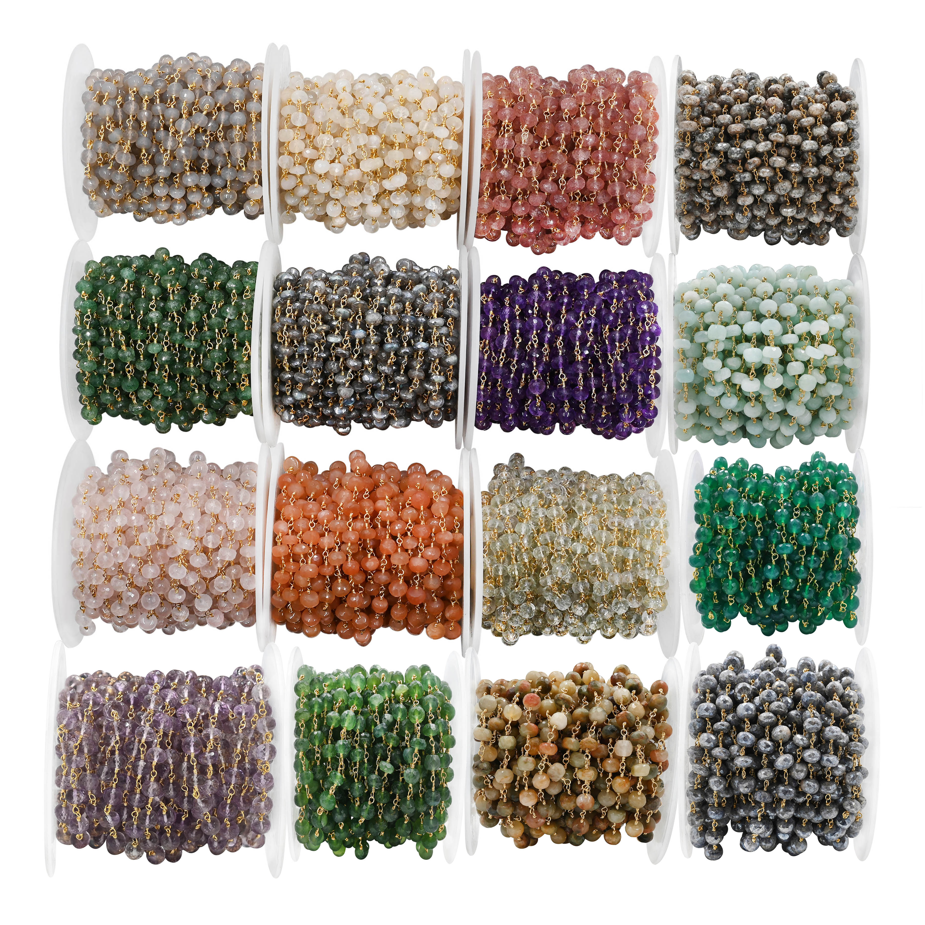 Green Beads Wire Wrapped Chain for Jewelry Making