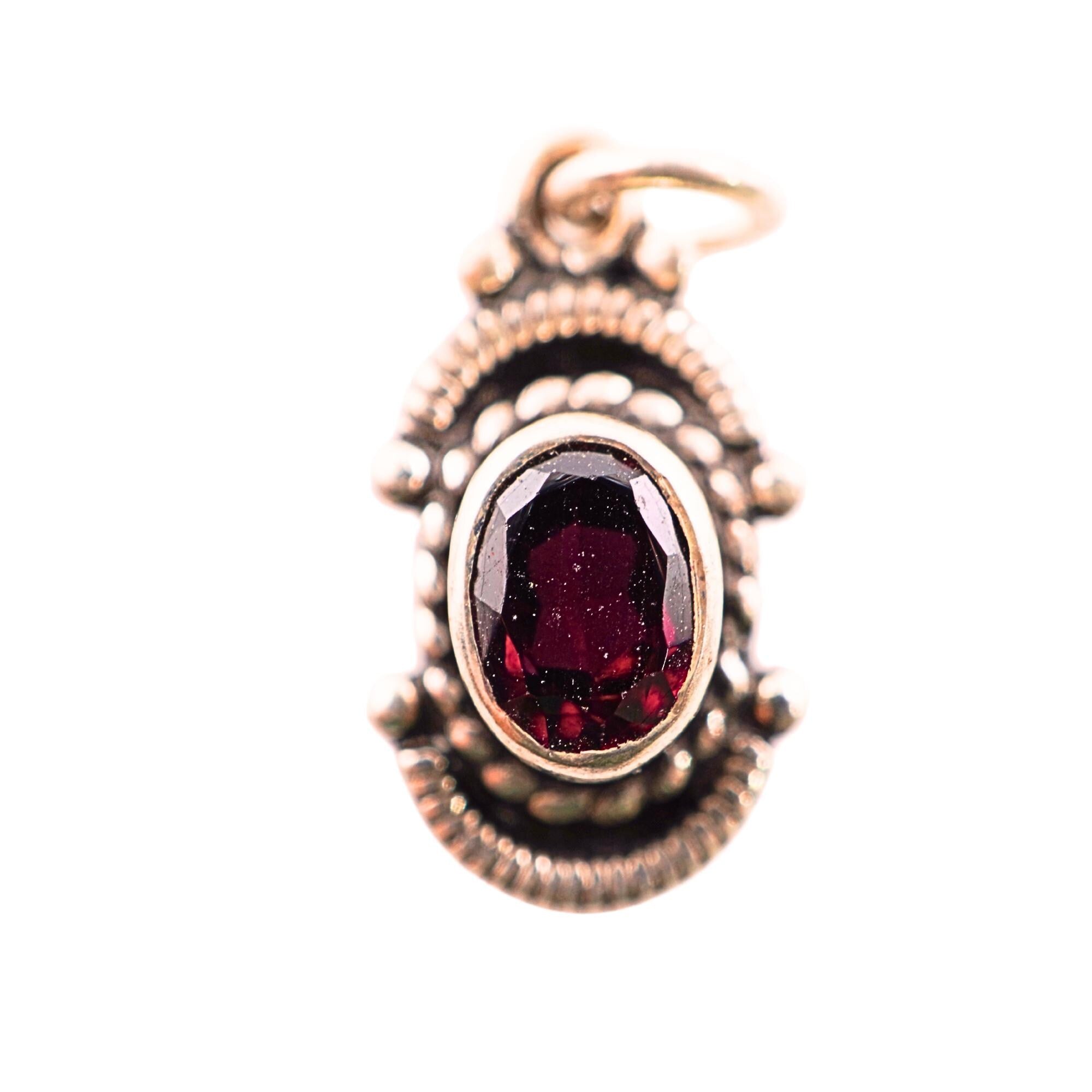 Handmade garnet oxidized pendant for jewelry