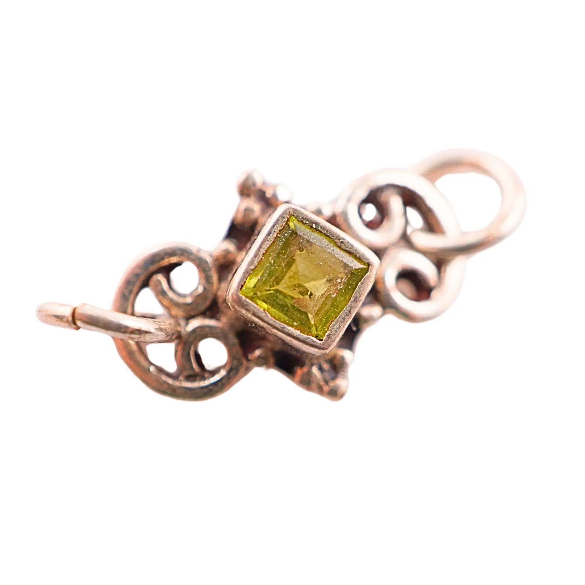 Handmade peridot pendant oxidized silver