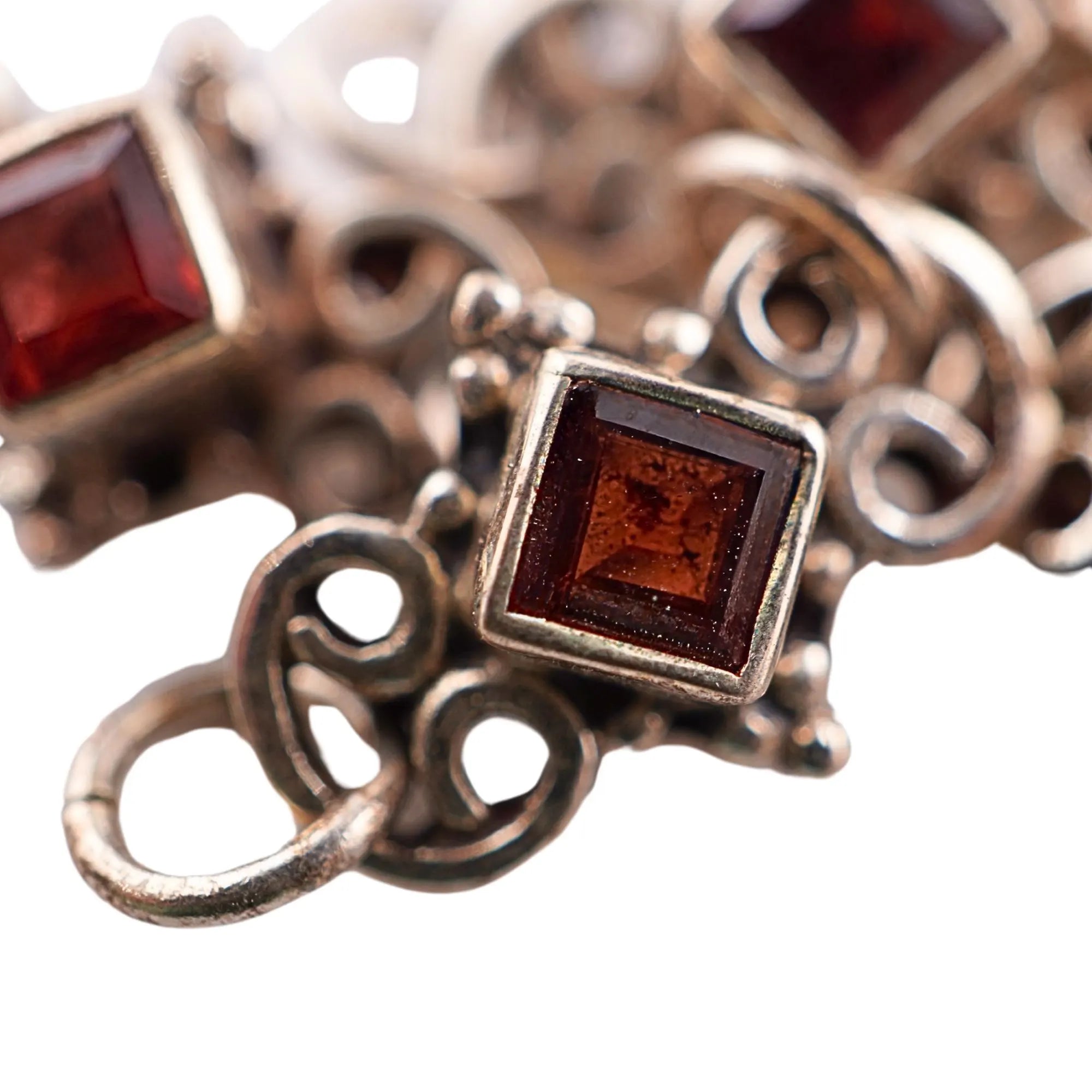 Handmade red garnet pendant sterling silver