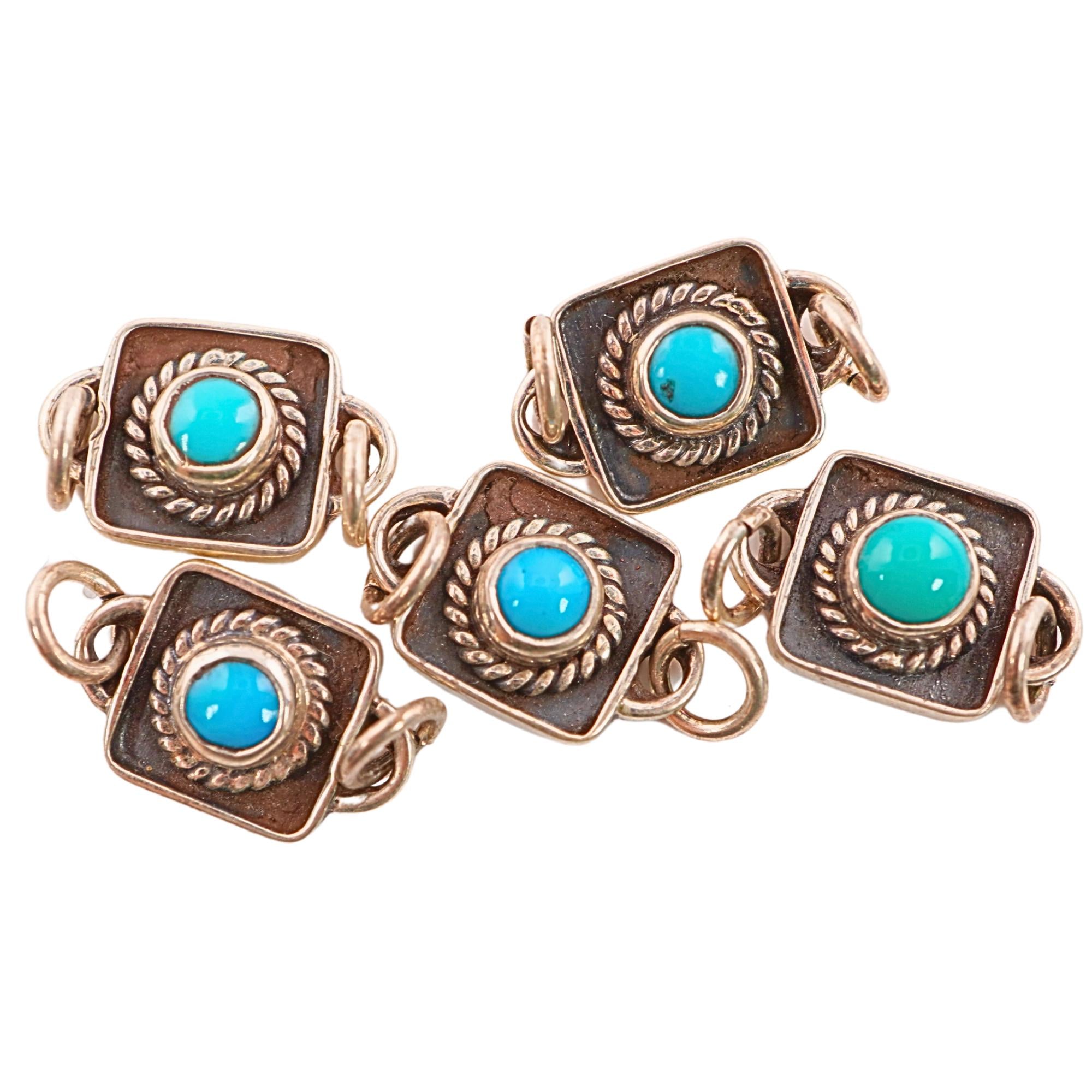 Handmade turquoise connector charm for jewelry