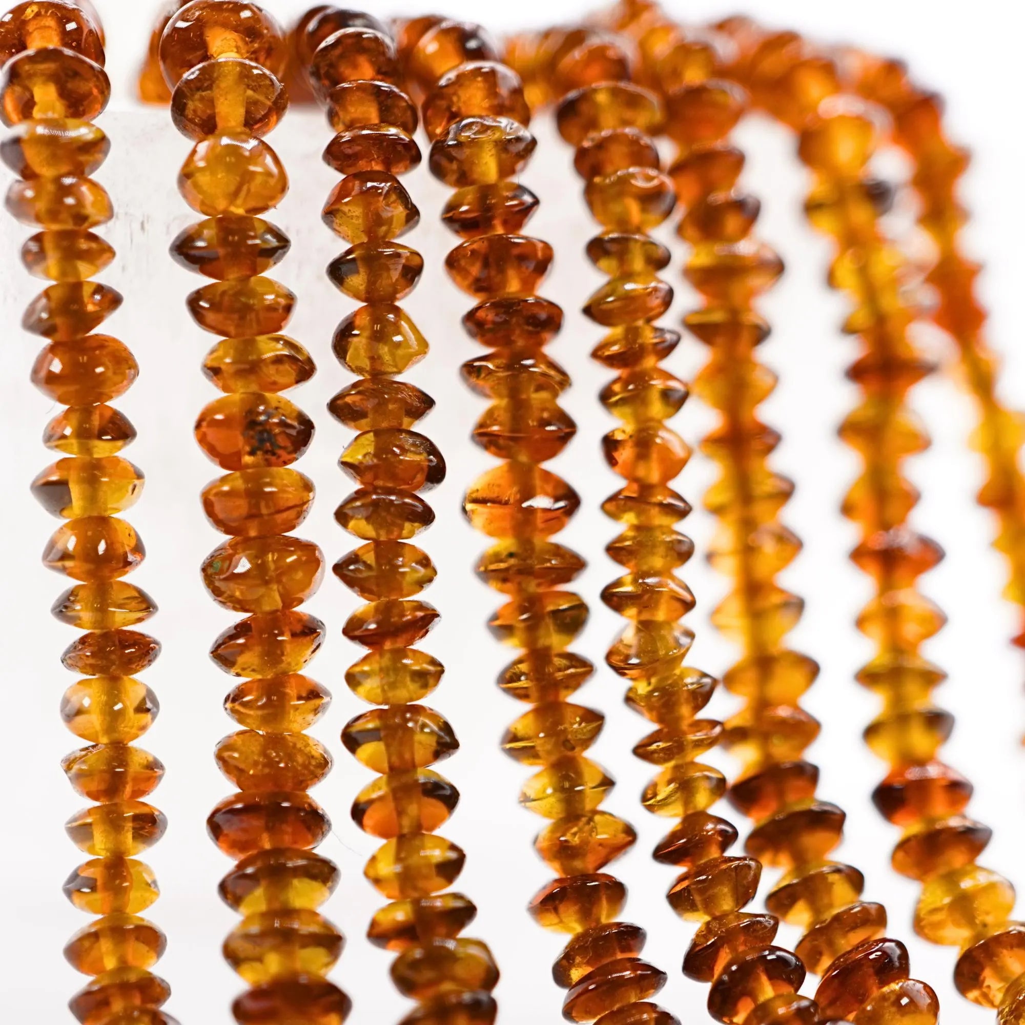 Hessonite Garnet Smooth Saucer Shape Gemstone Strand Beads