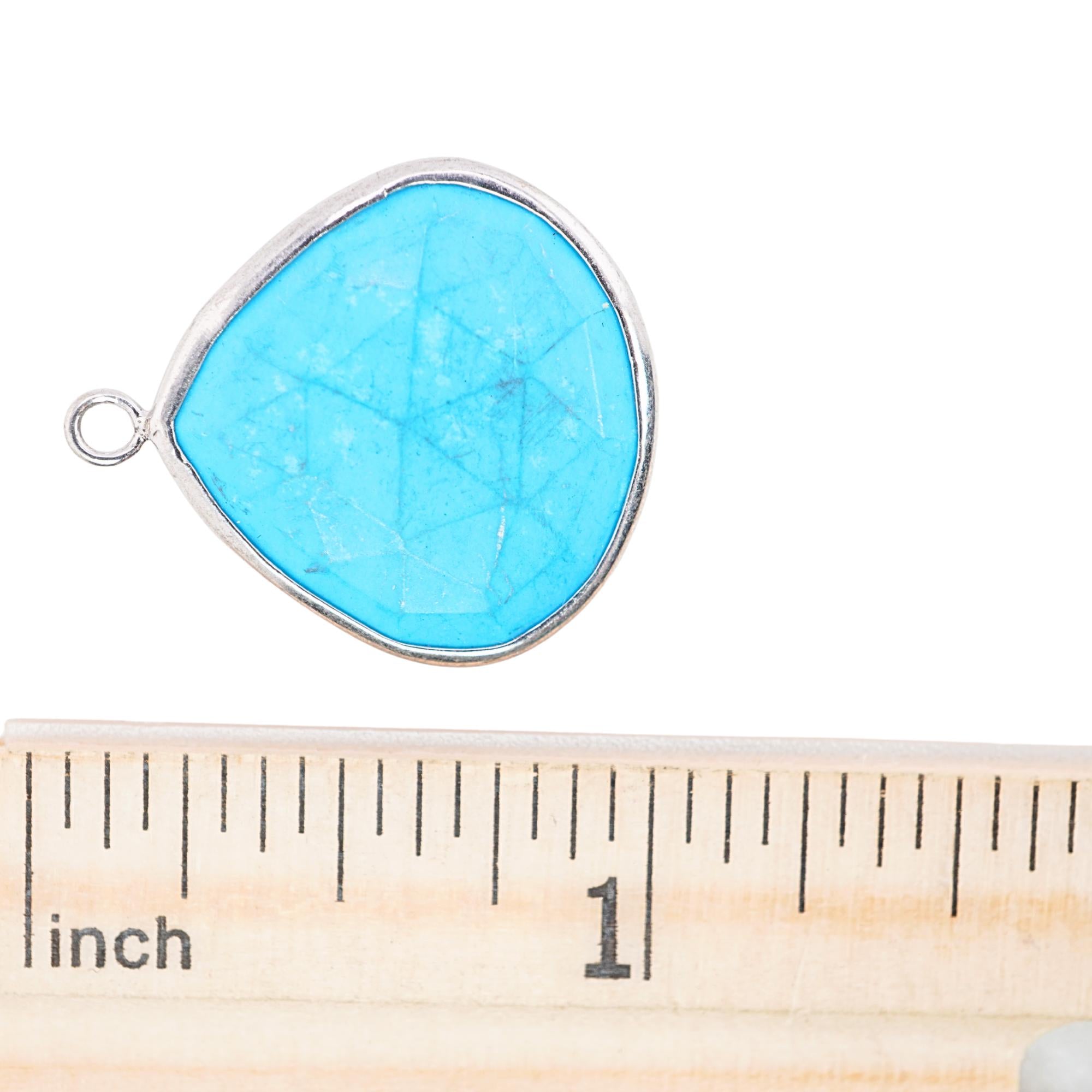 Howlite Turquoise Heart Shape Gemstone Silver Electroplated Charm Pendant