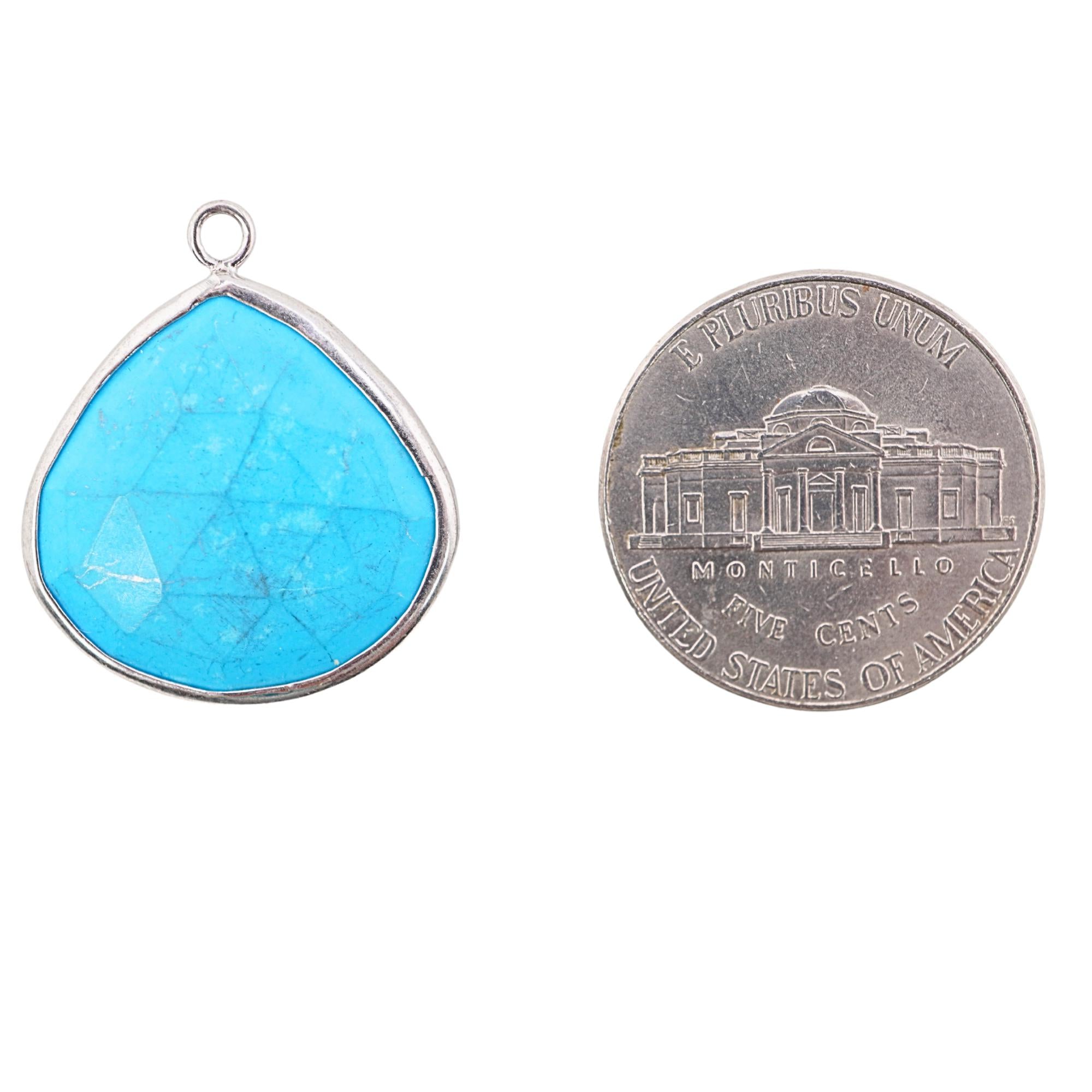 Howlite Turquoise Heart Shape Gemstone Silver Electroplated Charm Pendant