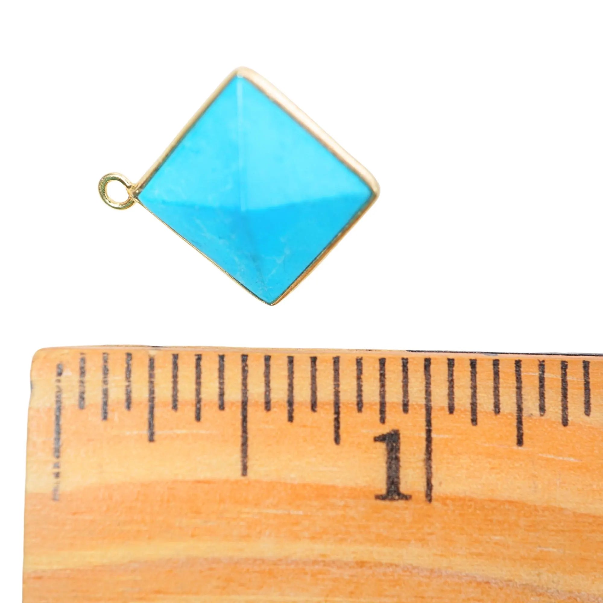 Howlite Turquoise Pyramid Shape Gemstone Gold Electroplated Charm Pendant