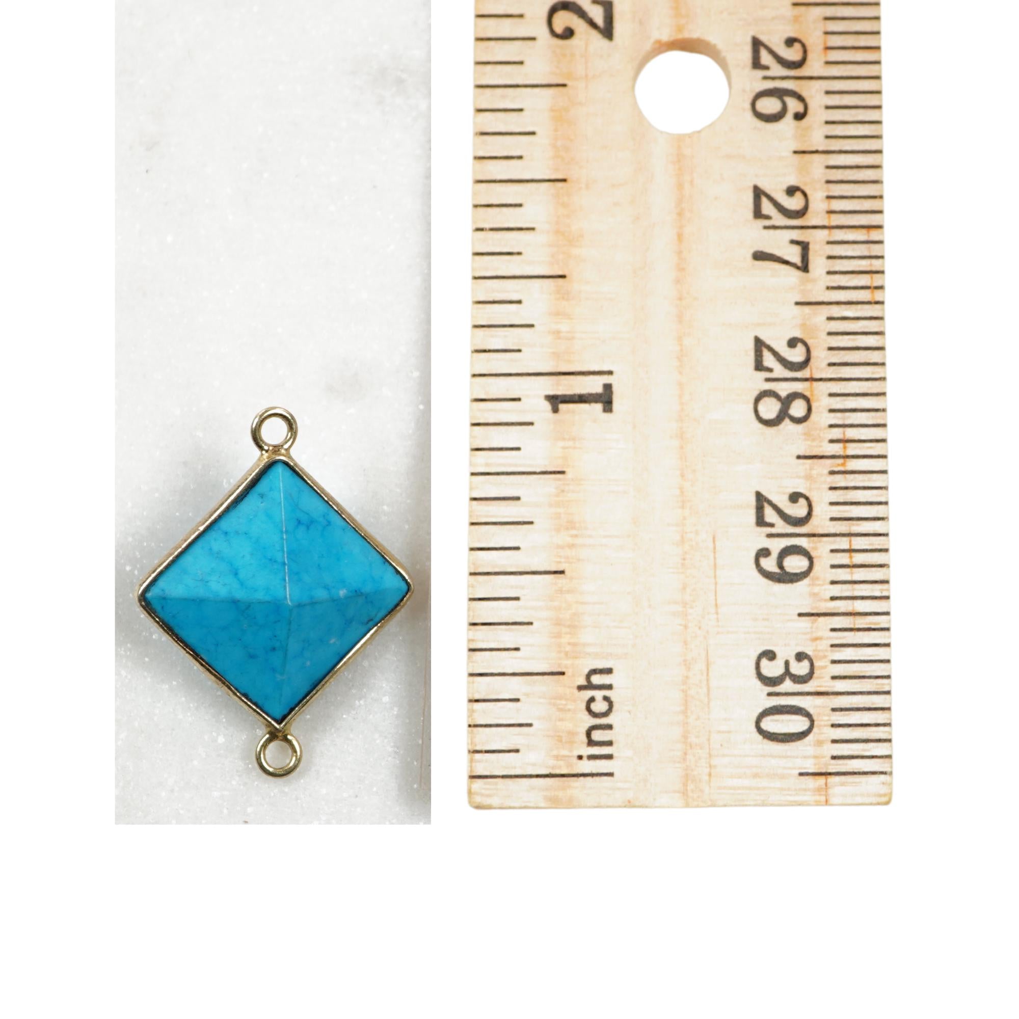 Howlite Turquoise Pyramid Shape Gemstone Silver Electroplated Charm Connector