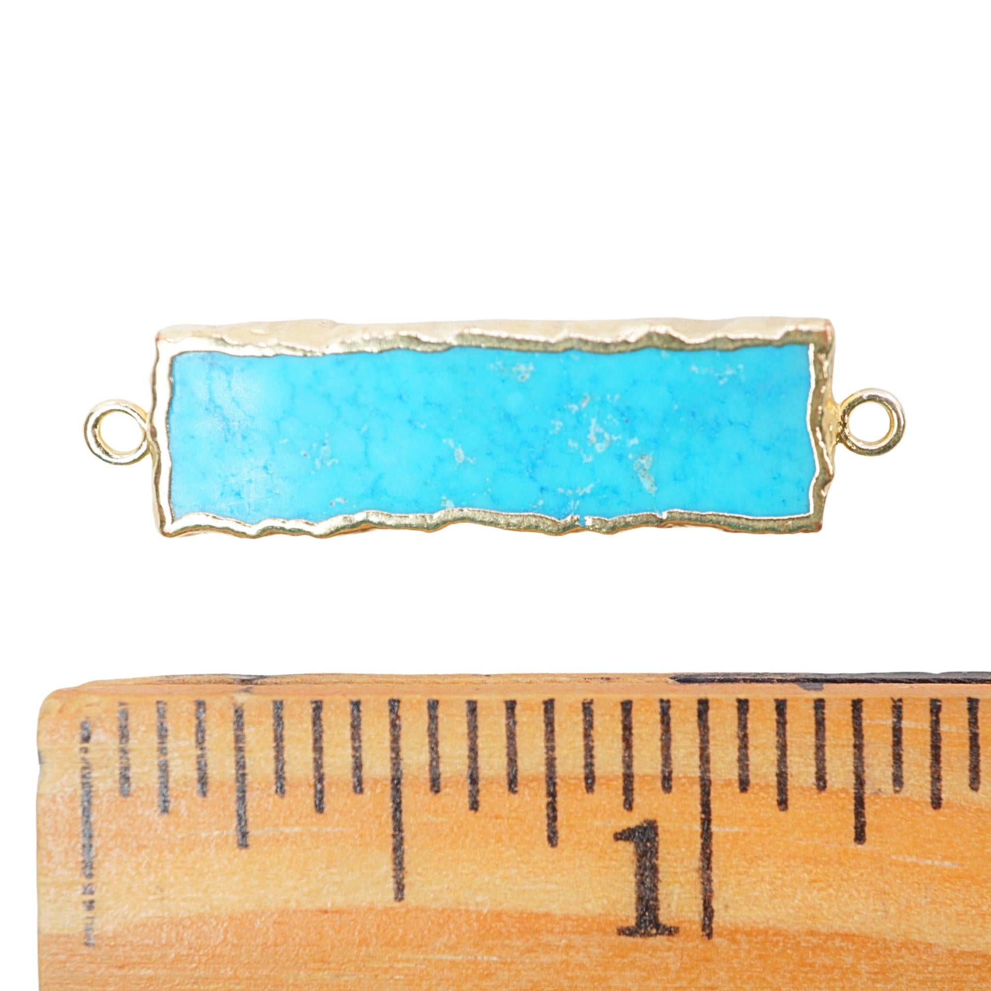 Howlite Turquoise Rectangle Shape Gemstone Gold Electroplated Charm Connector