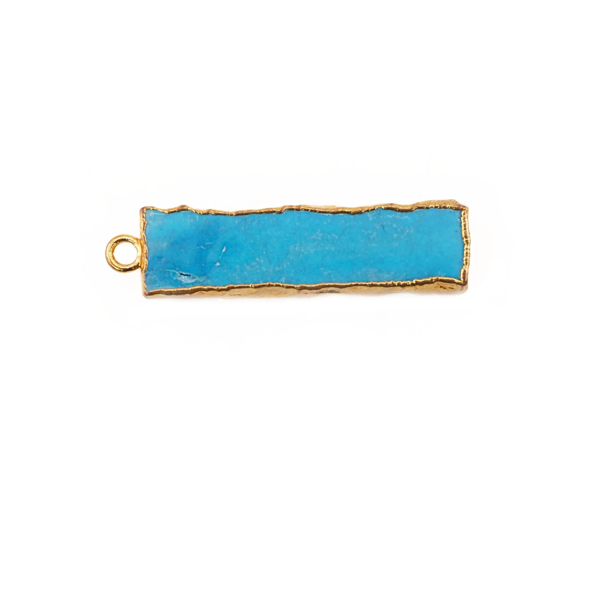 Howlite Turquoise Rectangle Shape Gemstone Gold Electroplated Charm Pendant