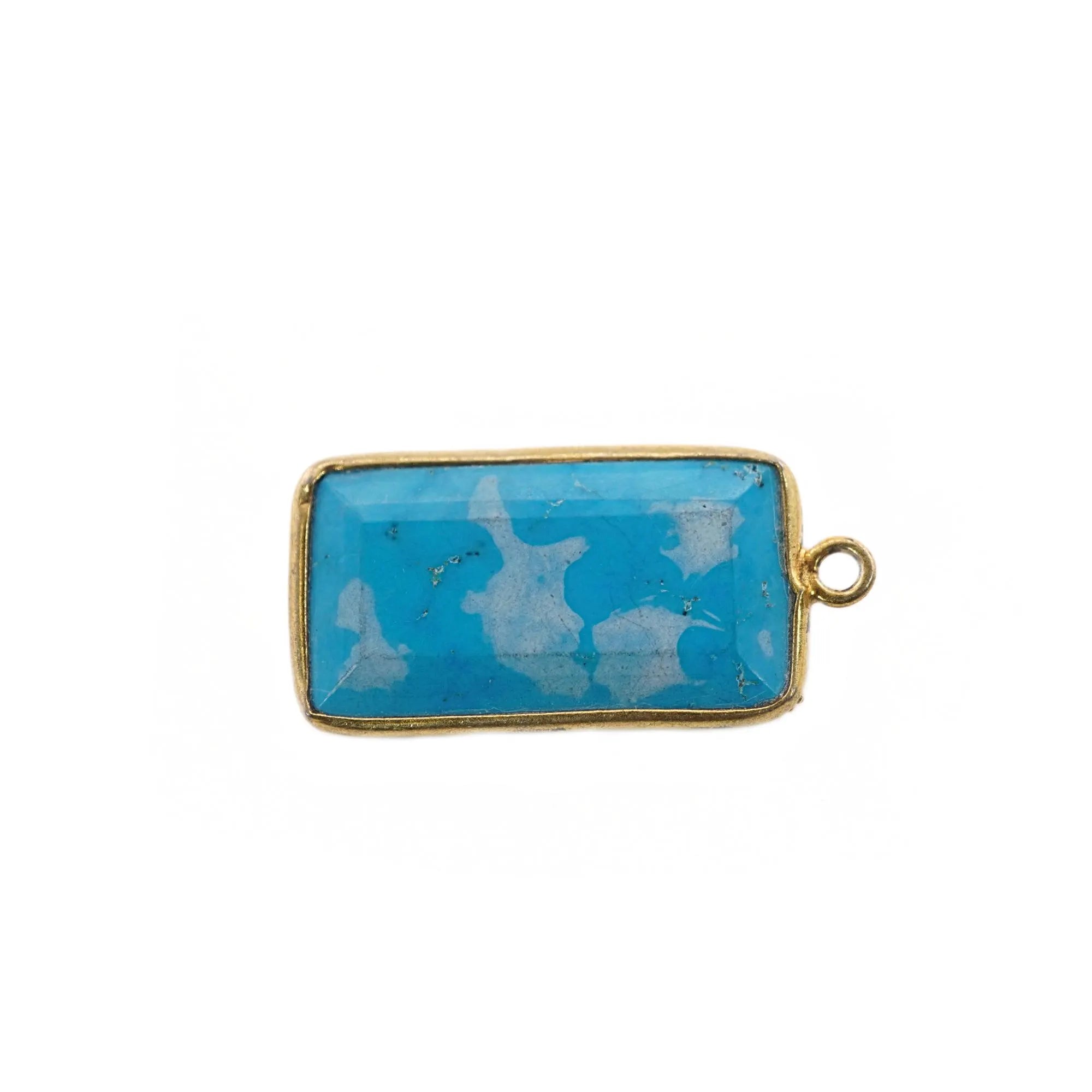 Howlite Turquoise Rectangle Shape Gemstone Gold Plated Sterling Silver Bezel Findings Charm Pendant