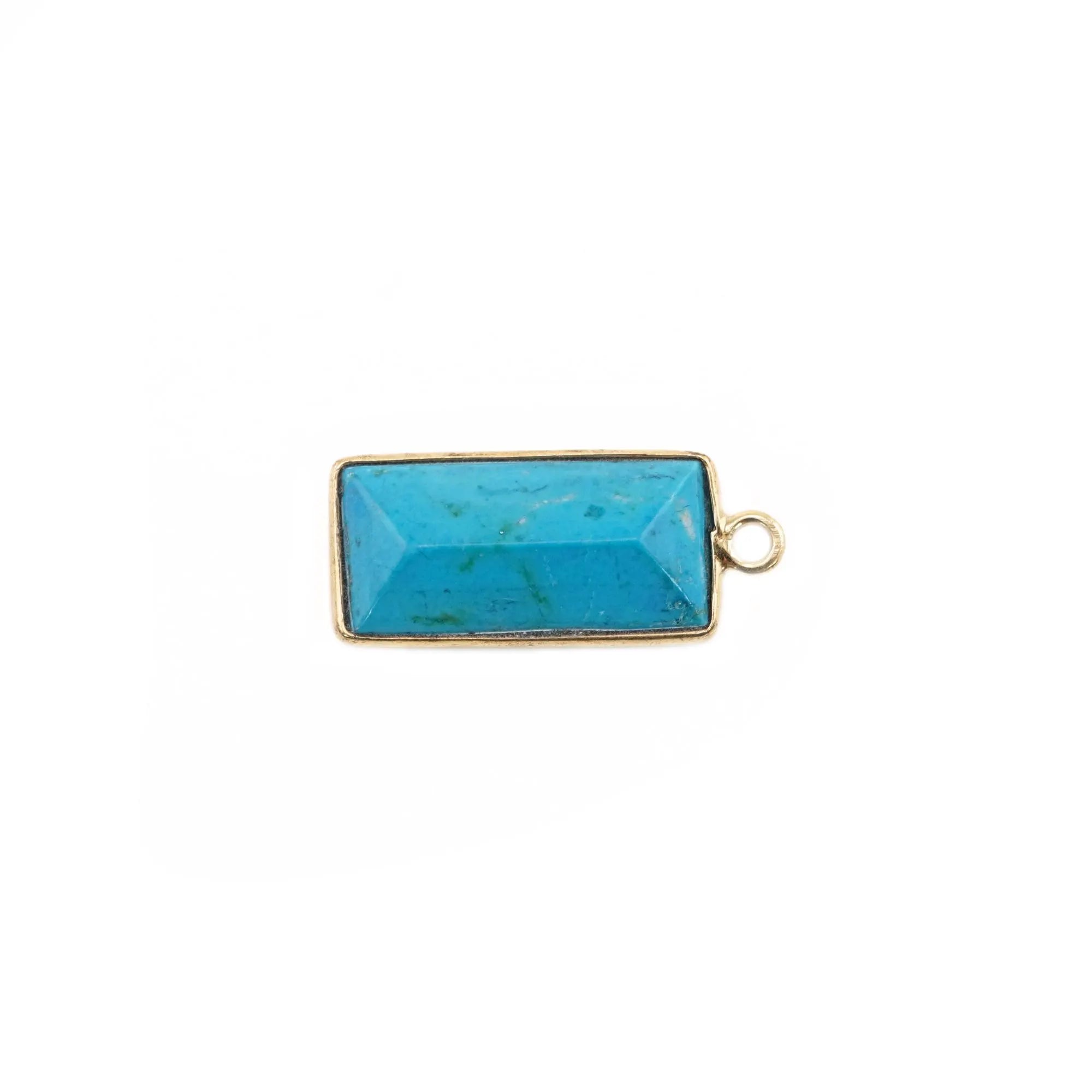 Howlite Turquoise Rectangle Shape Gemstone Gold Plated Sterling Silver Bezel Findings Charm Pendant