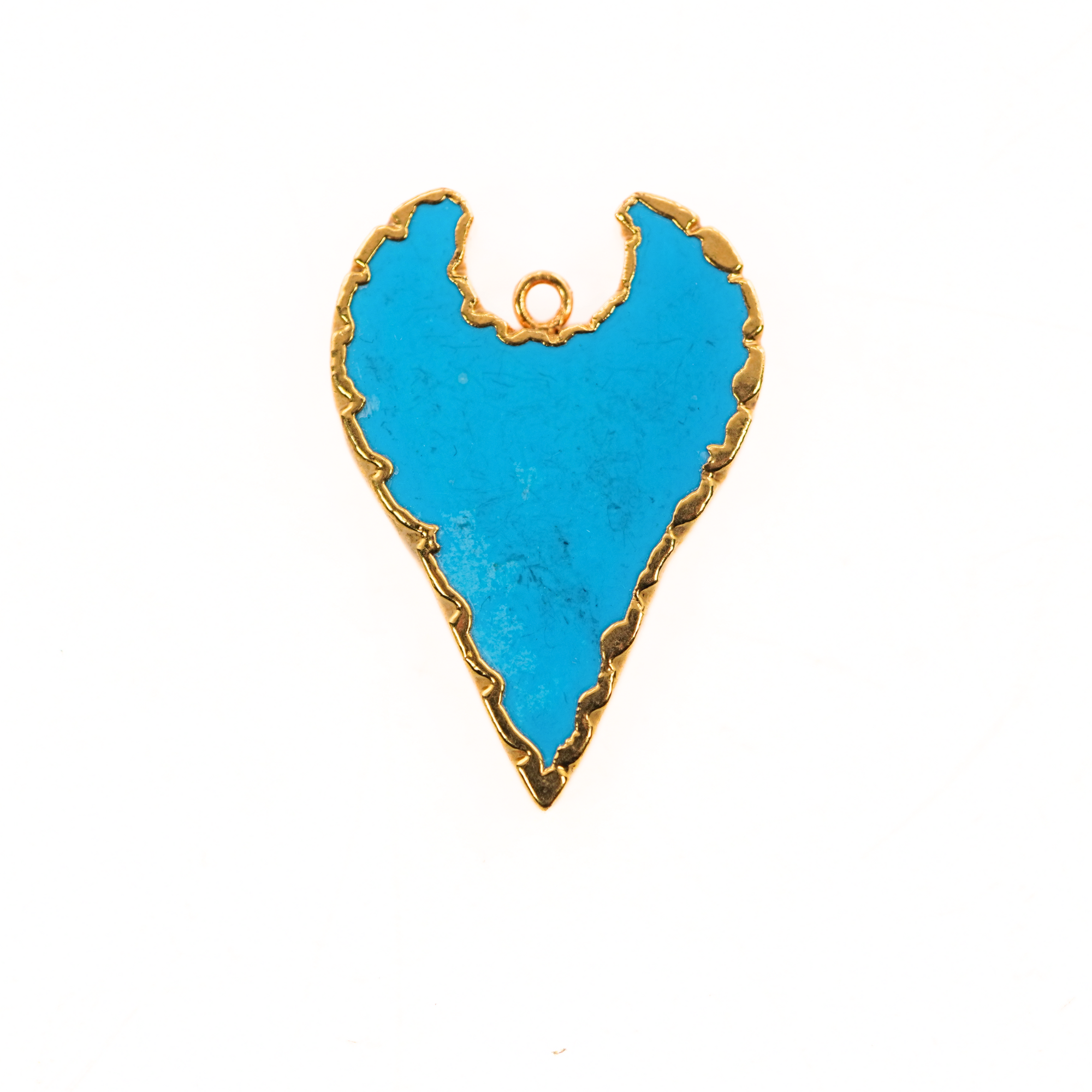 Howlite Turquoise Smooth Shark Tooth Shape Gemstone Gold Electroplated Charm Pendant