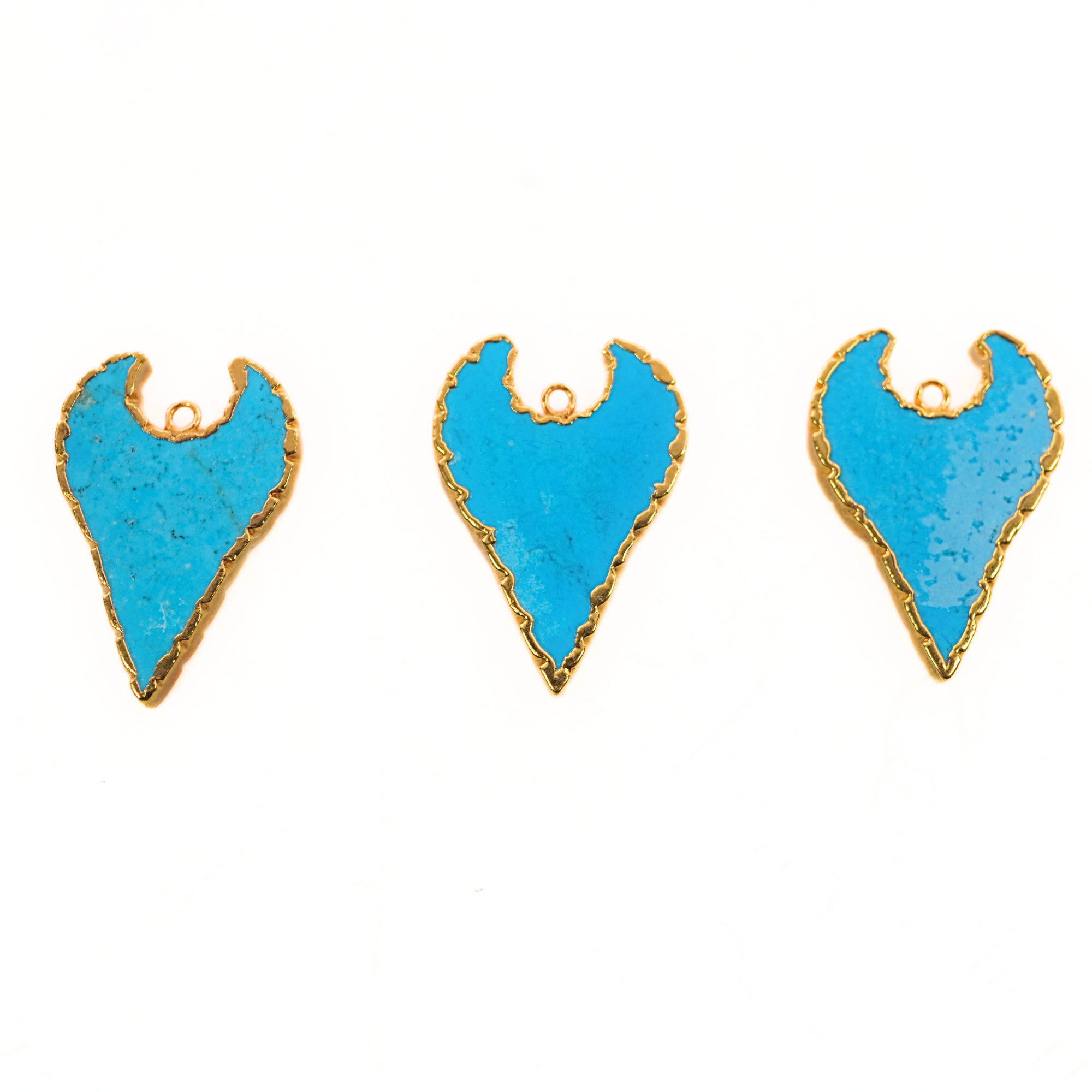 Howlite Turquoise Smooth Shark Tooth Shape Gemstone Gold Electroplated Charm Pendant