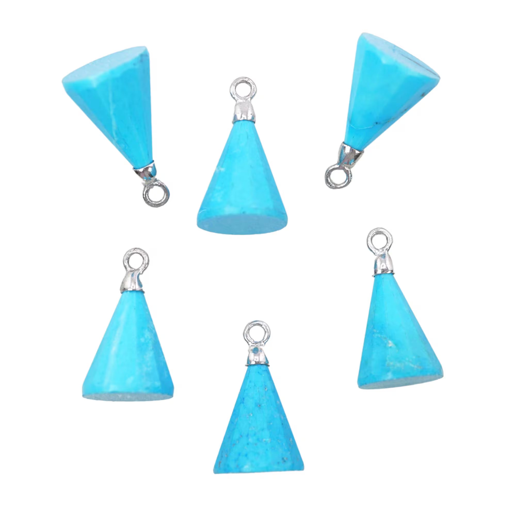 Howlite Turquoise Tringle Shape Gemstone Silver Electroplated Charm Pendant