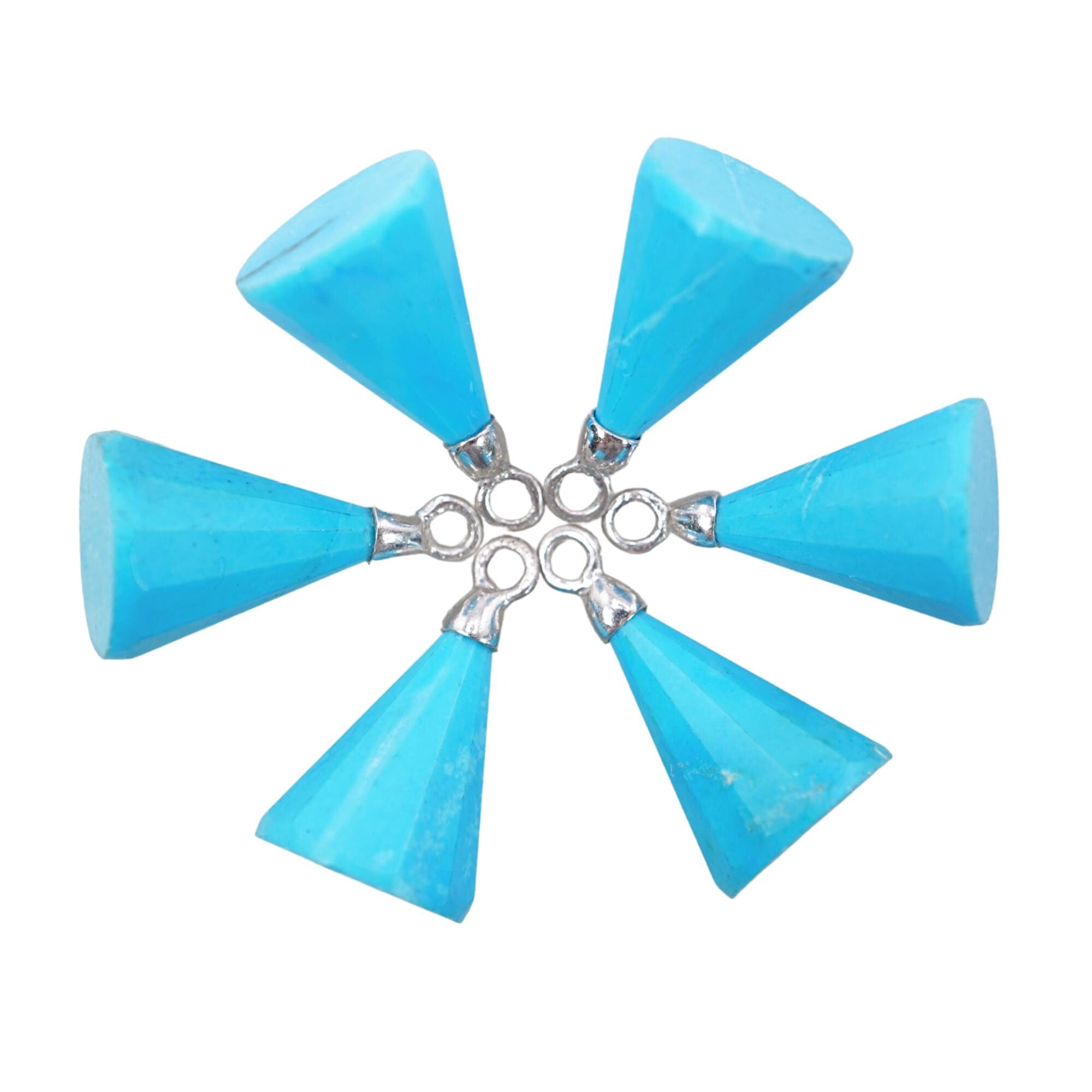 Howlite Turquoise Tringle Shape Gemstone Silver Electroplated Charm Pendant