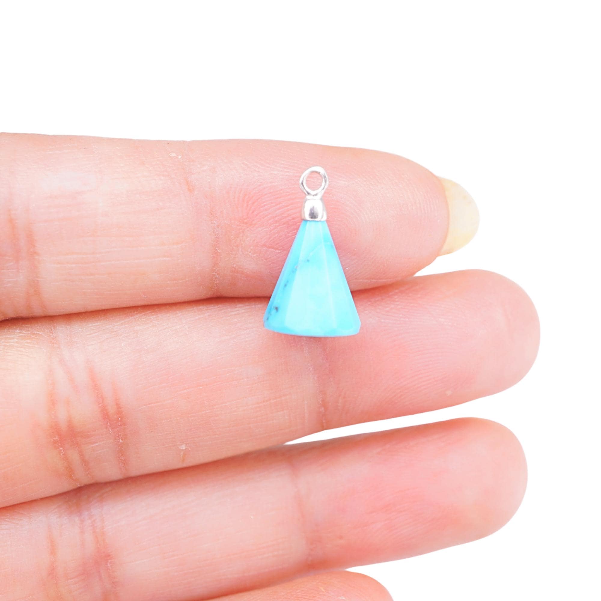 Howlite Turquoise Tringle Shape Gemstone Silver Electroplated Charm Pendant