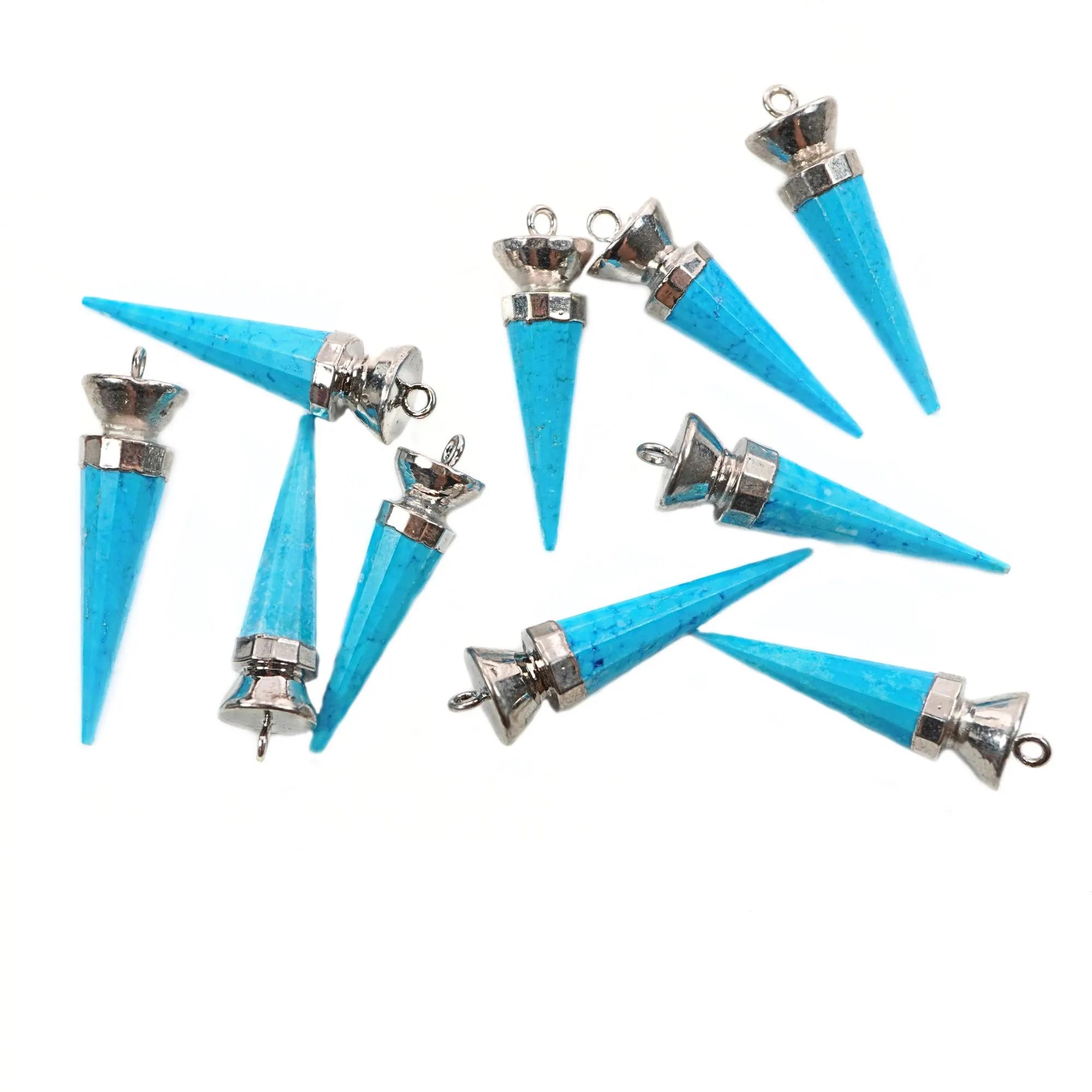 howlite turquoise stone spike pendant silver electroplated