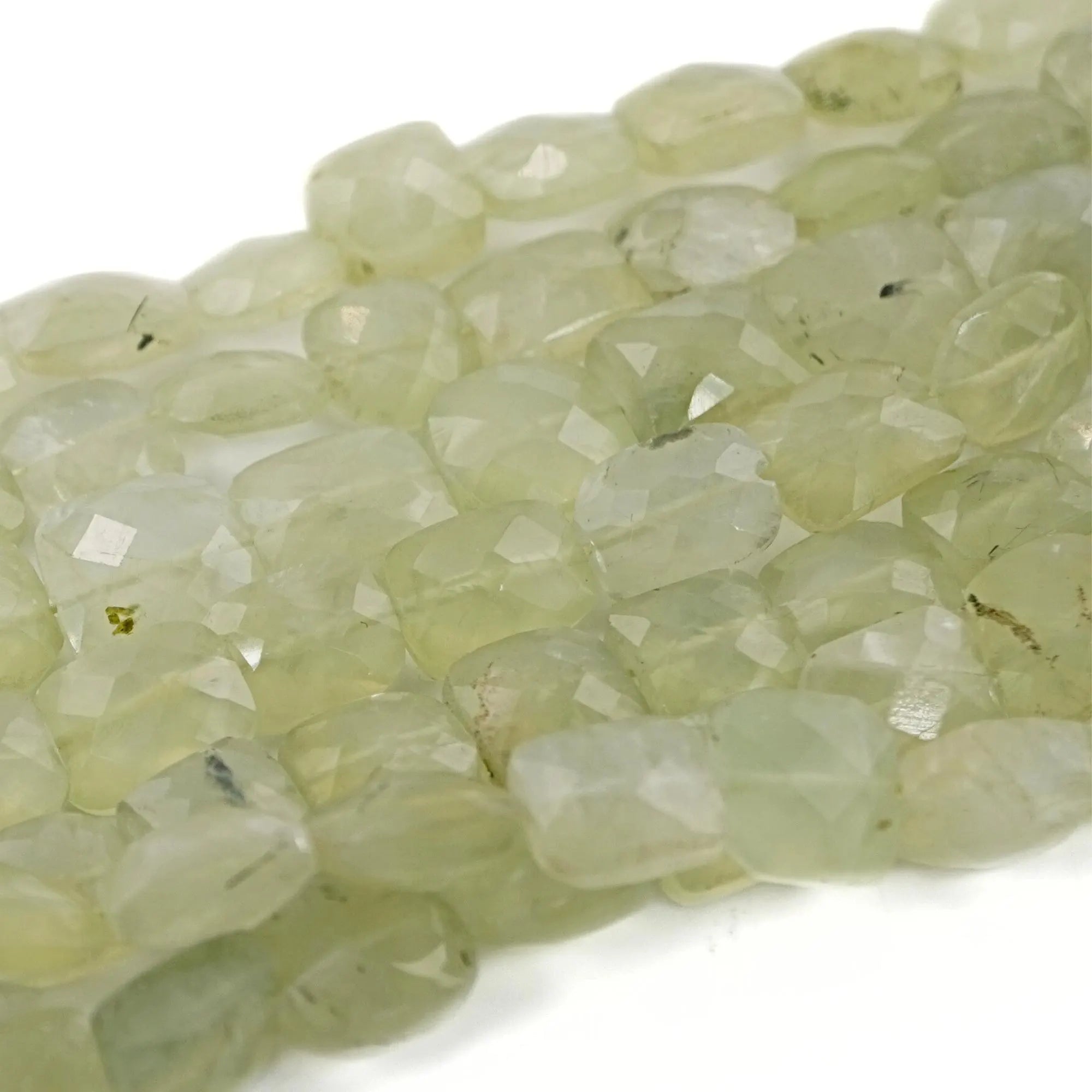 Prehnite Faceted Square Shape Gemstone Strand Beads