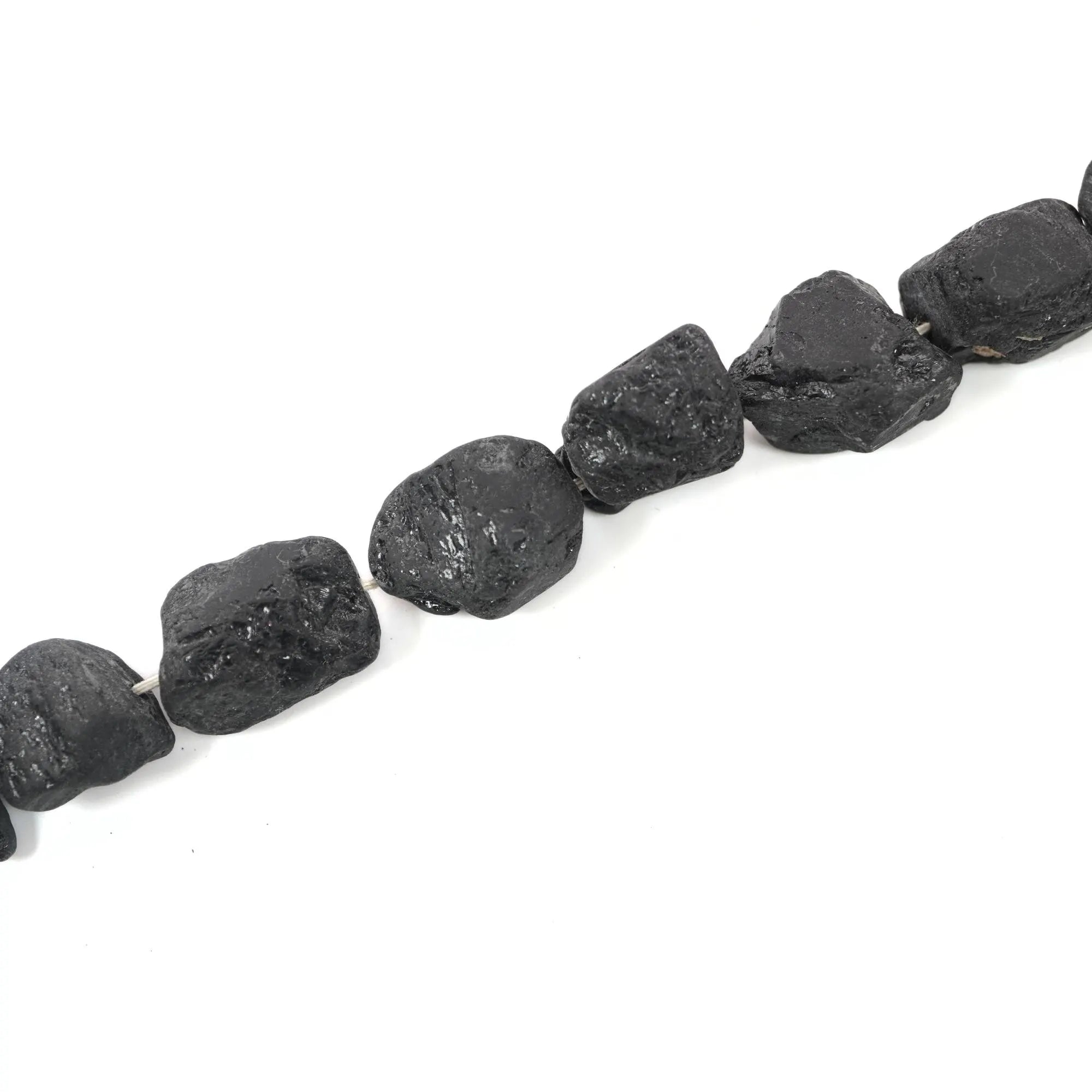 Black Tourmaline Rough Matte Nugget Shape Gemstone Strand Beads