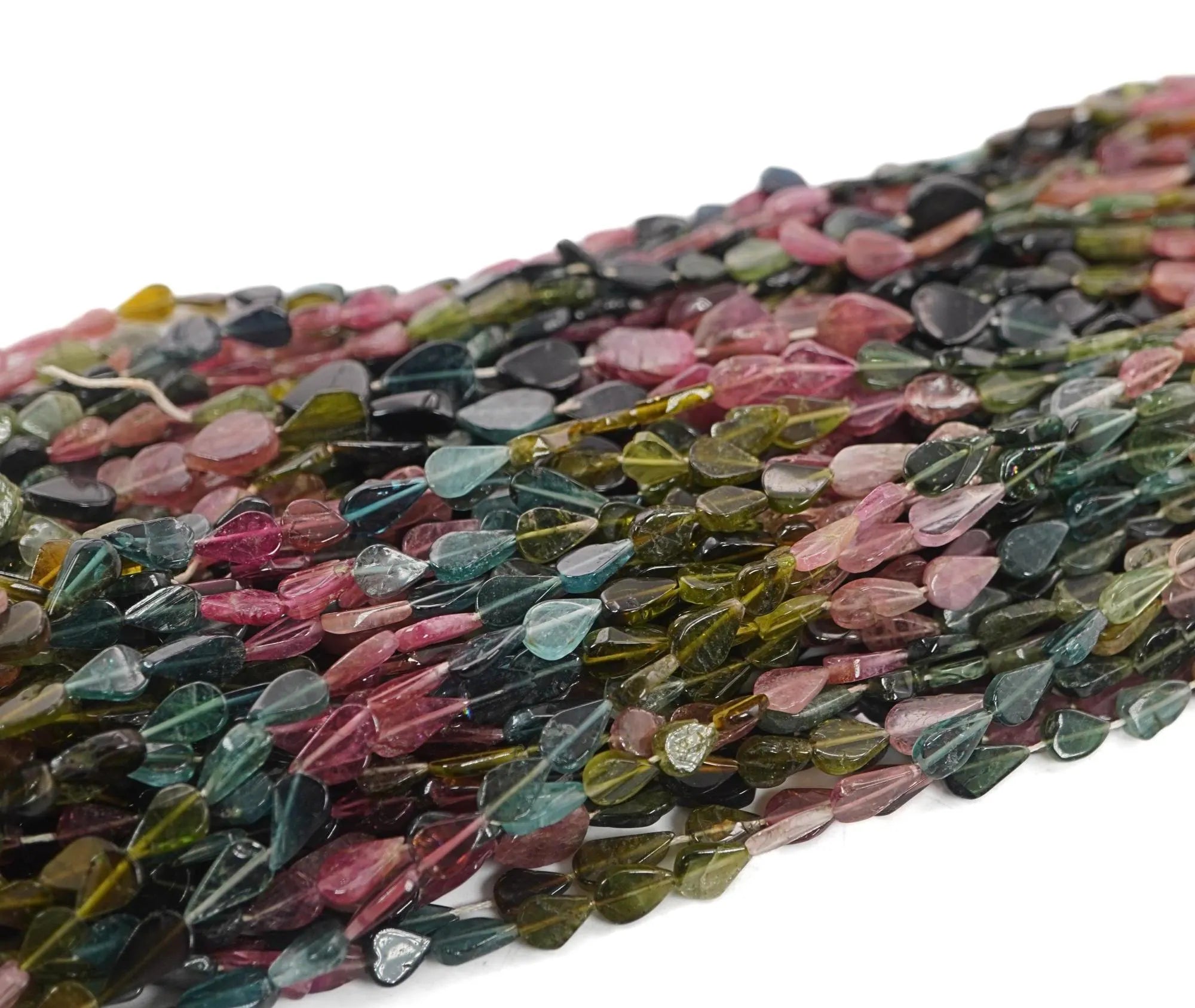 Multicolor Tourmaline Smooth Pear Shape Gemstone Strand Beads