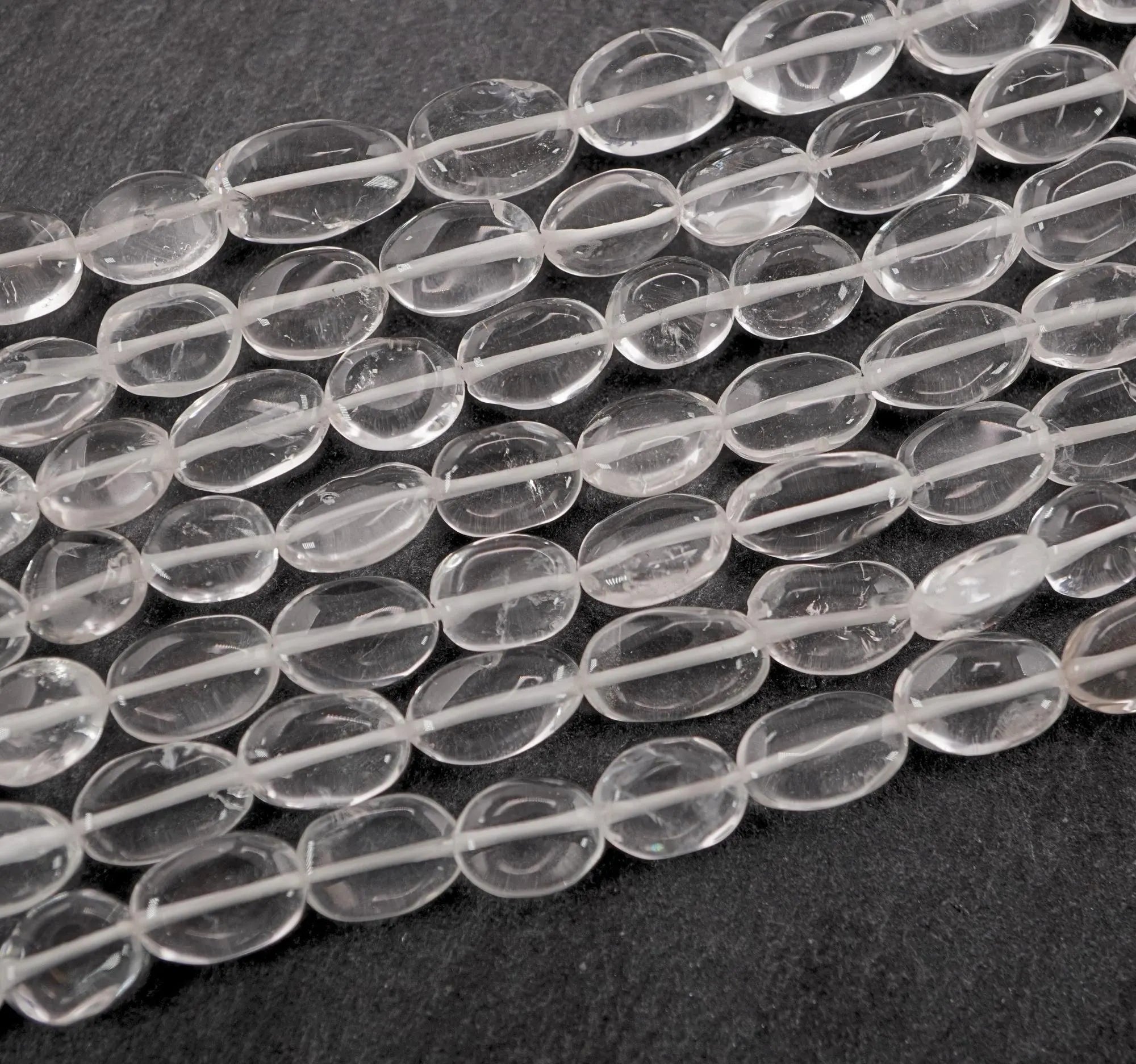 Crystal Quartz Smooth Oval Shape Gemstone Strand Beads