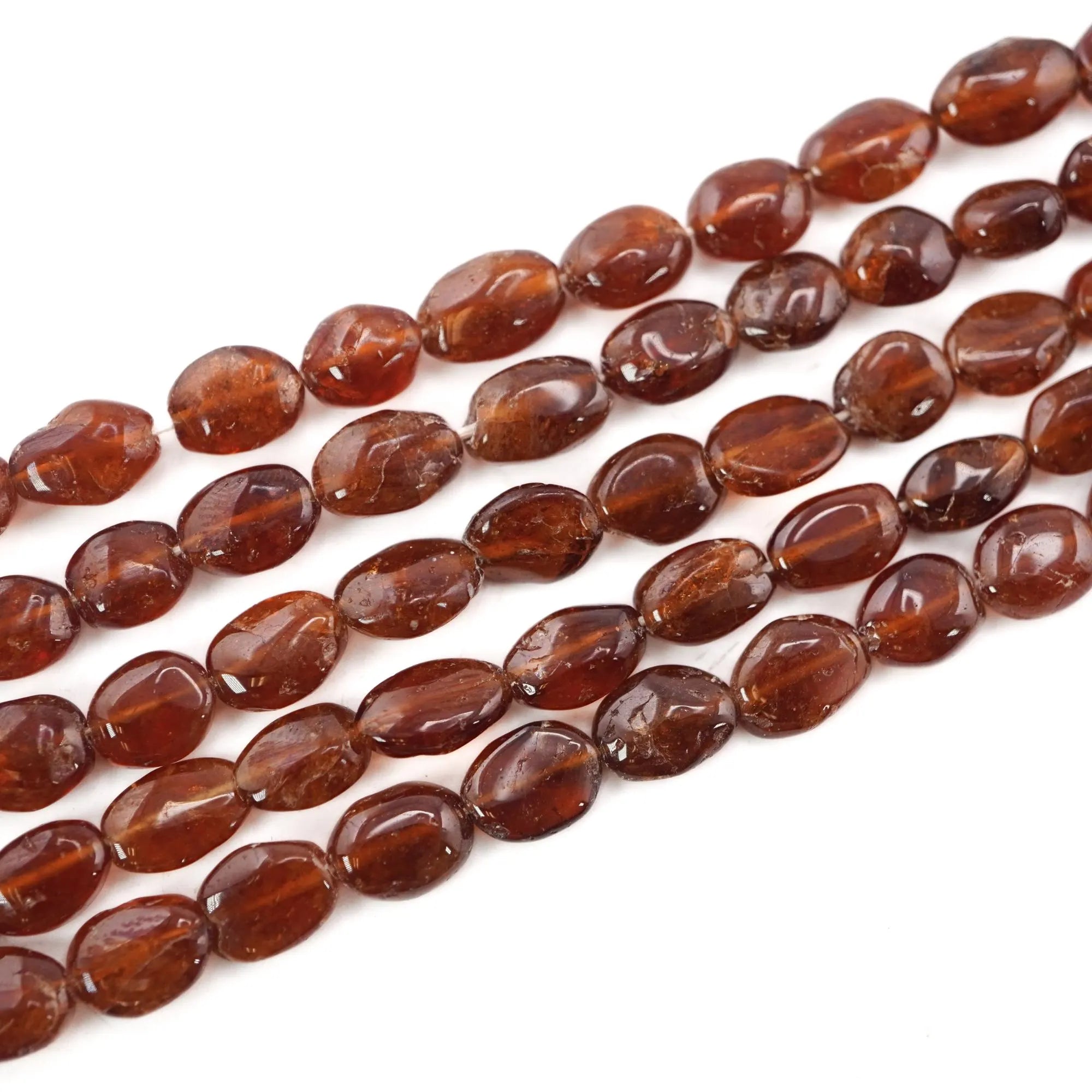 Hessonite Garnet Smooth Oval Shape Gemstone Strand Beads