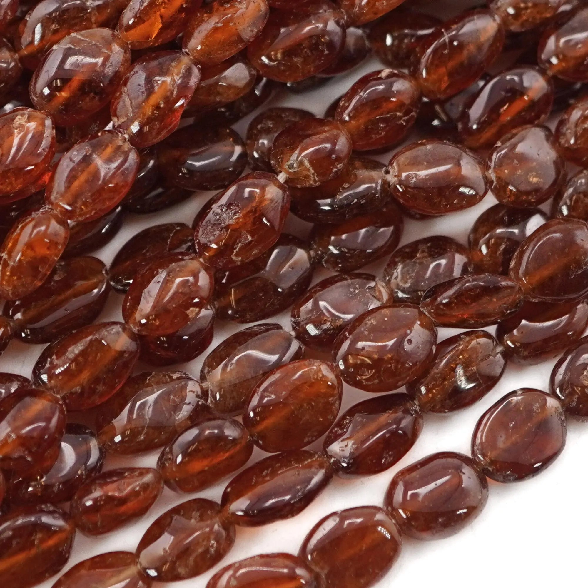 Hessonite Garnet Smooth Oval Shape Gemstone Strand Beads