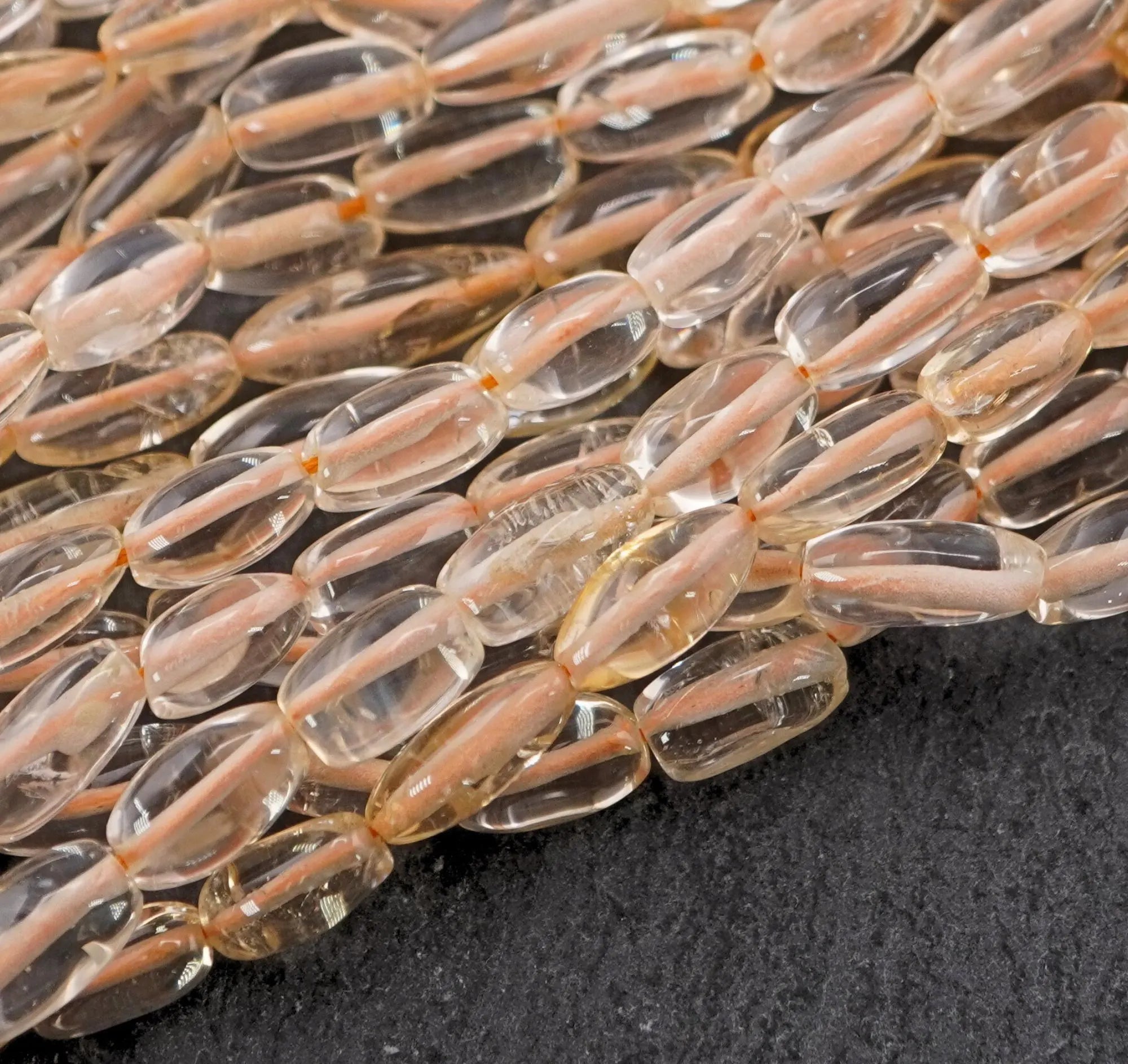 Citrine Smooth Rice Barrel Shape Gemstone Strand Beads