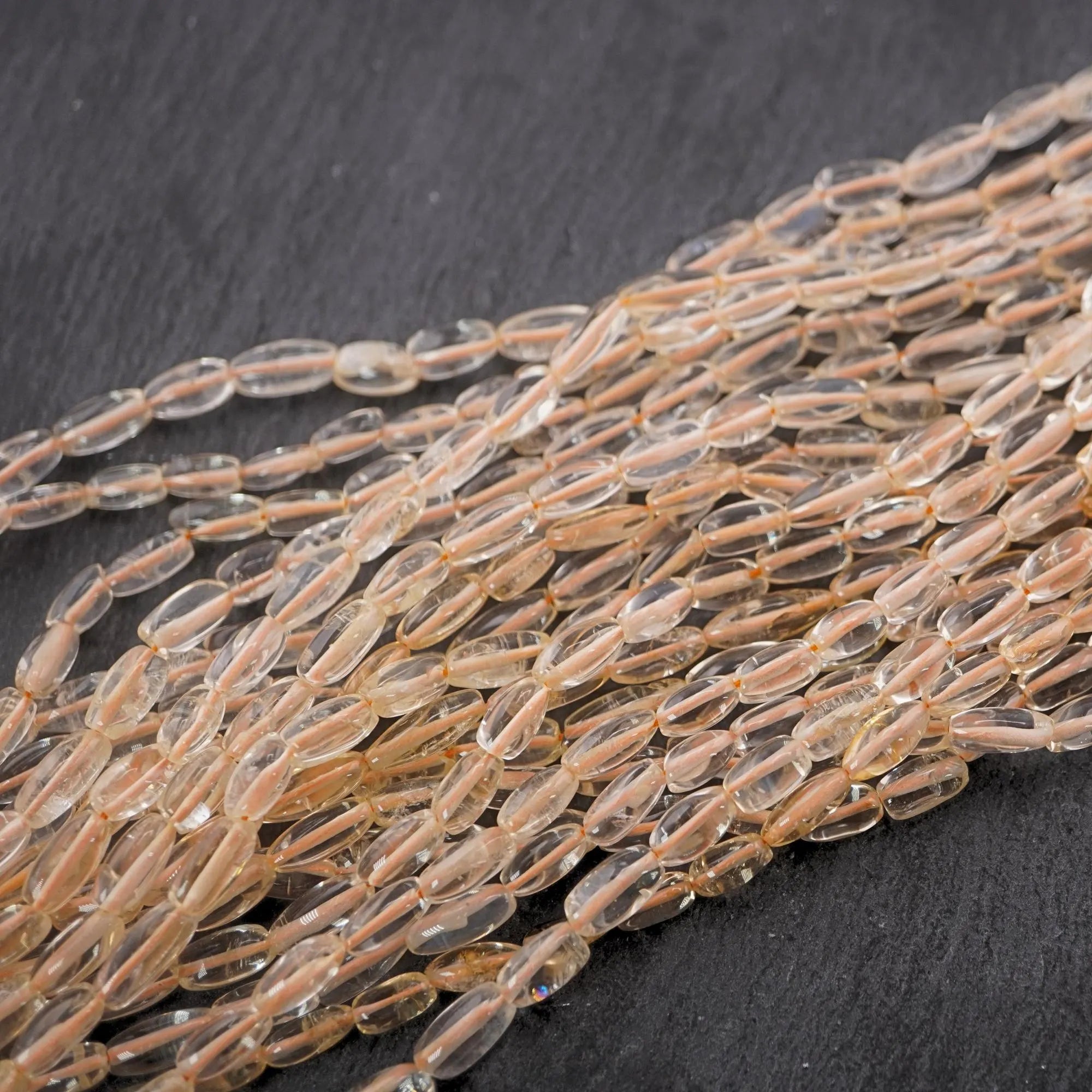 Citrine Smooth Rice Barrel Shape Gemstone Strand Beads