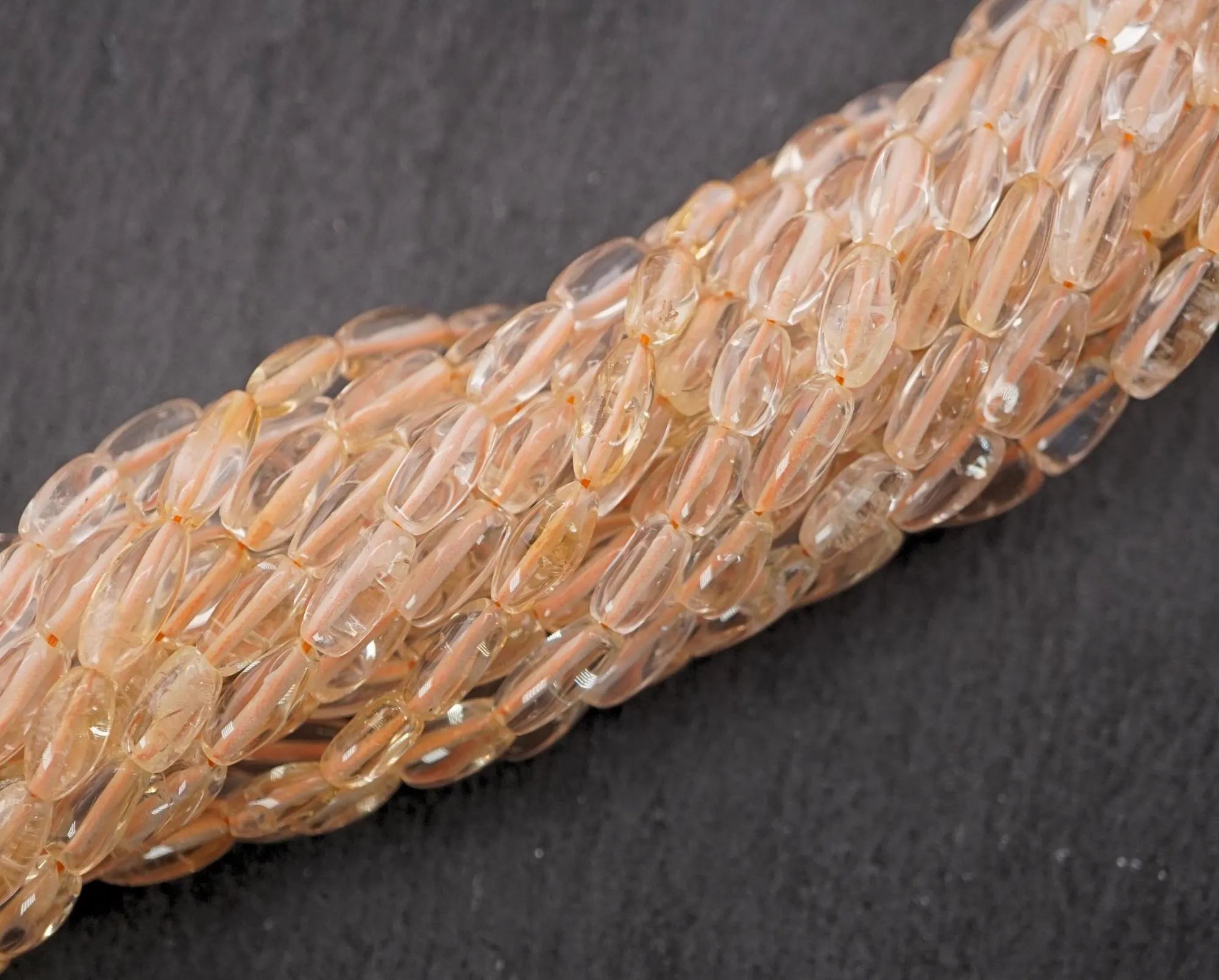 Citrine Smooth Rice Barrel Shape Gemstone Strand Beads