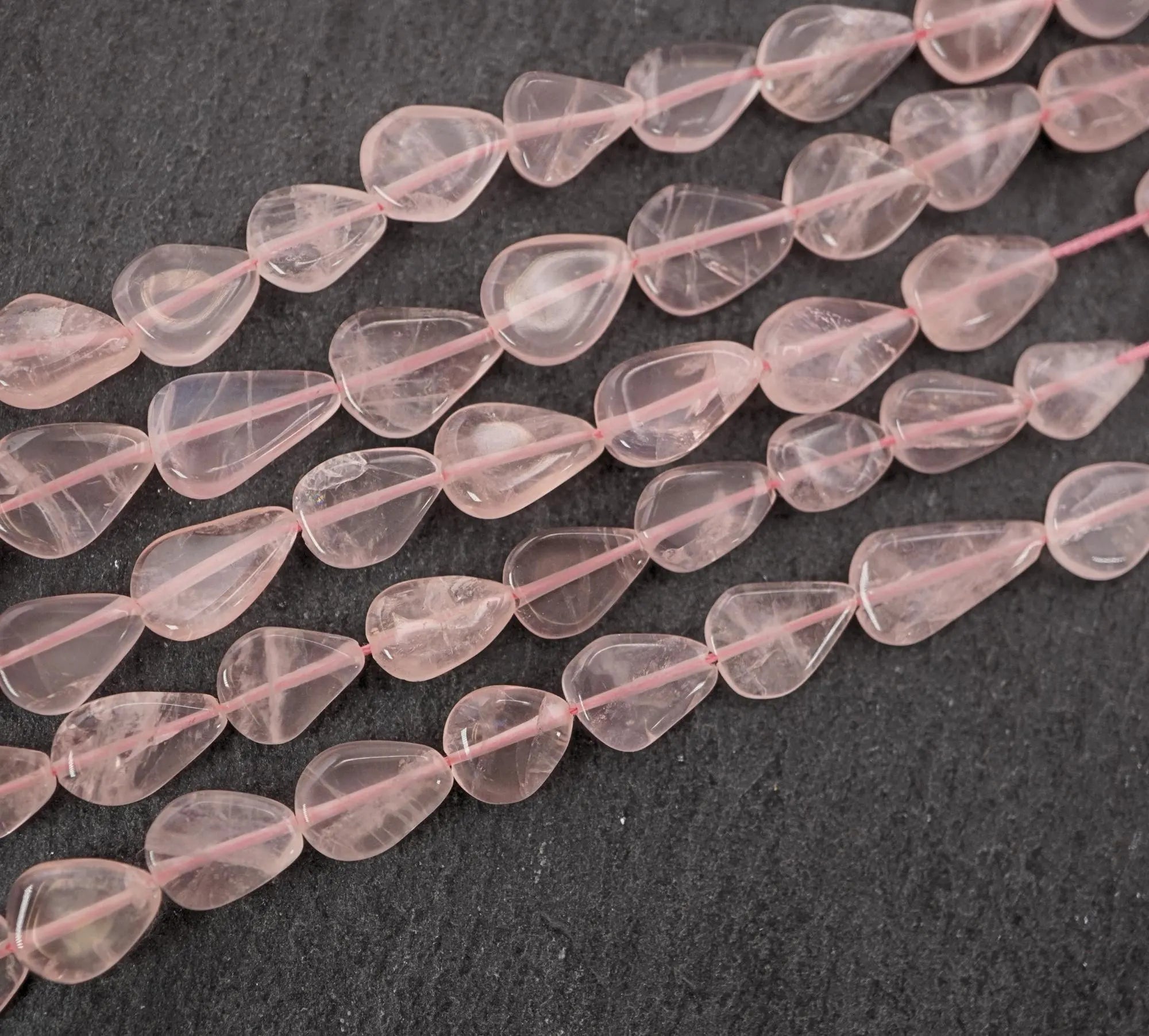 Rose Quartz Smooths Pear Shape Gemstone Strand Beads