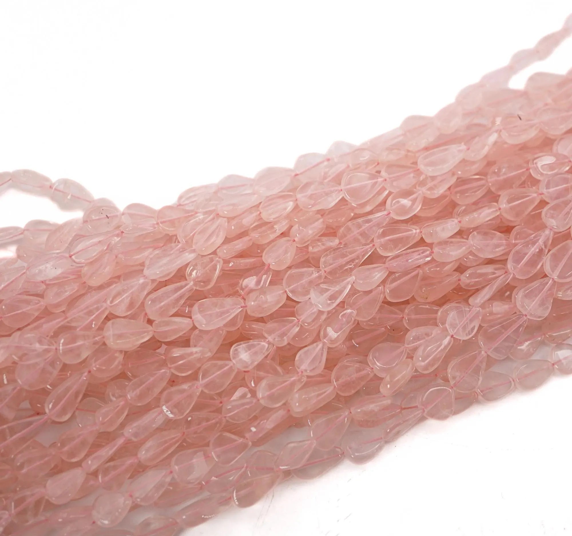 Rose Quartz Smooths Pear Shape Gemstone Strand Beads