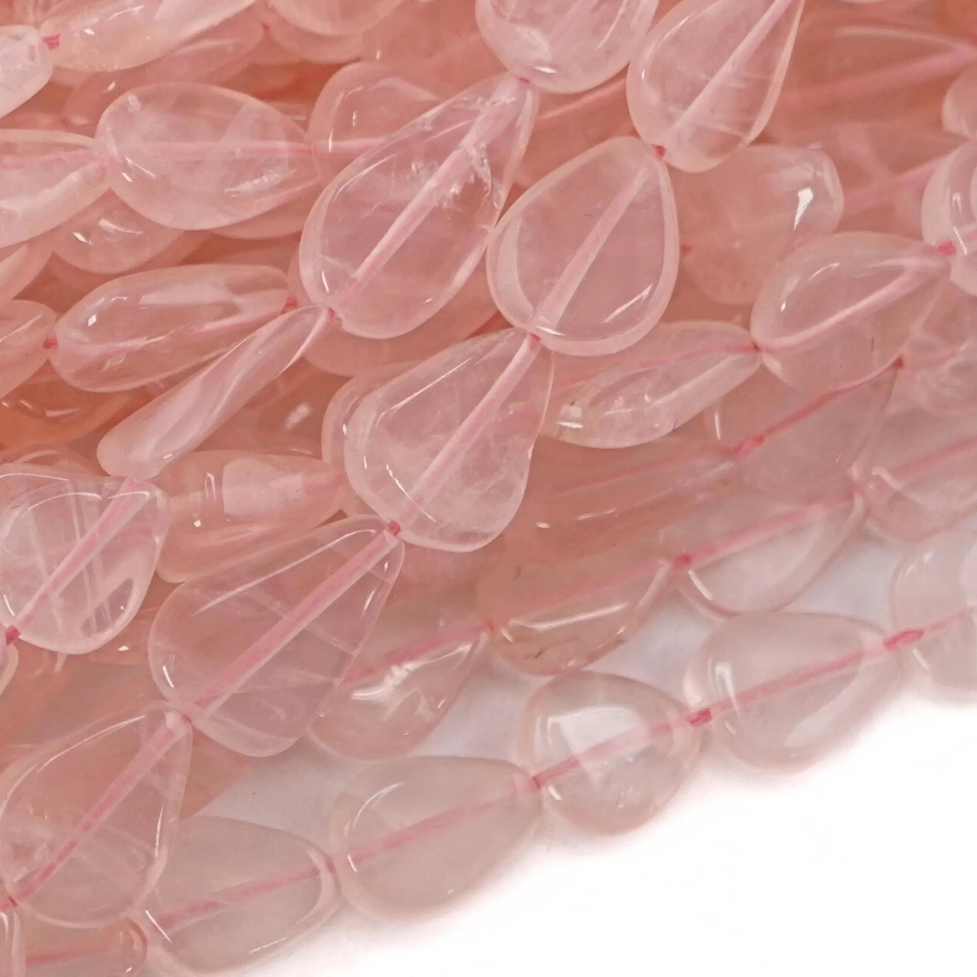 Rose Quartz Smooths Pear Shape Gemstone Strand Beads