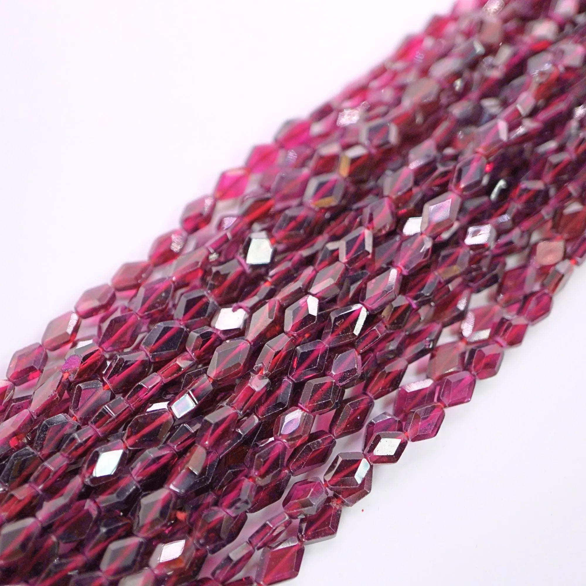Garnet Faceted Diamond Kite Shape Gemstone Strand Beads