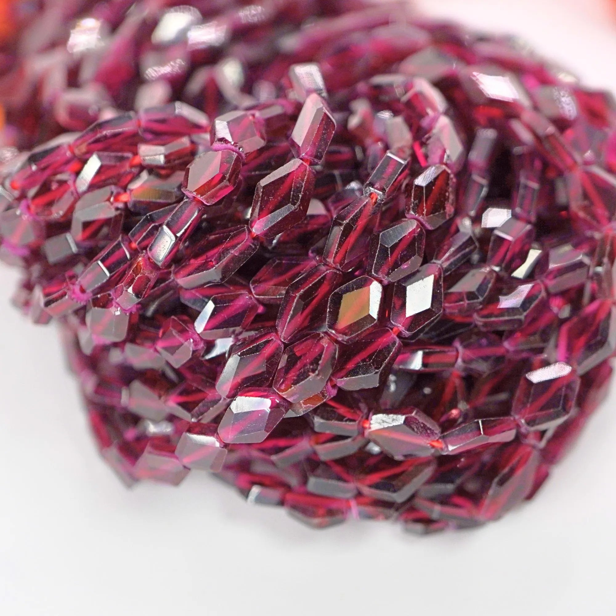 Garnet Faceted Diamond Kite Shape Gemstone Strand Beads