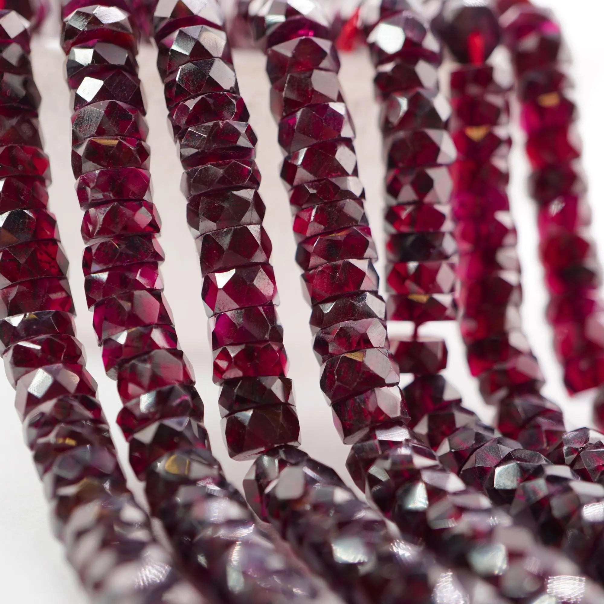 Red Garnet Faceted Button Shape Gemstone Strand Beads