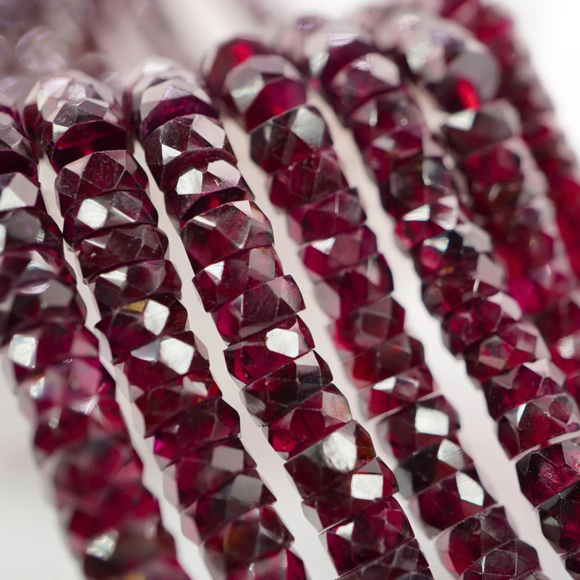 Red Garnet Faceted Button Shape Gemstone Strand Beads