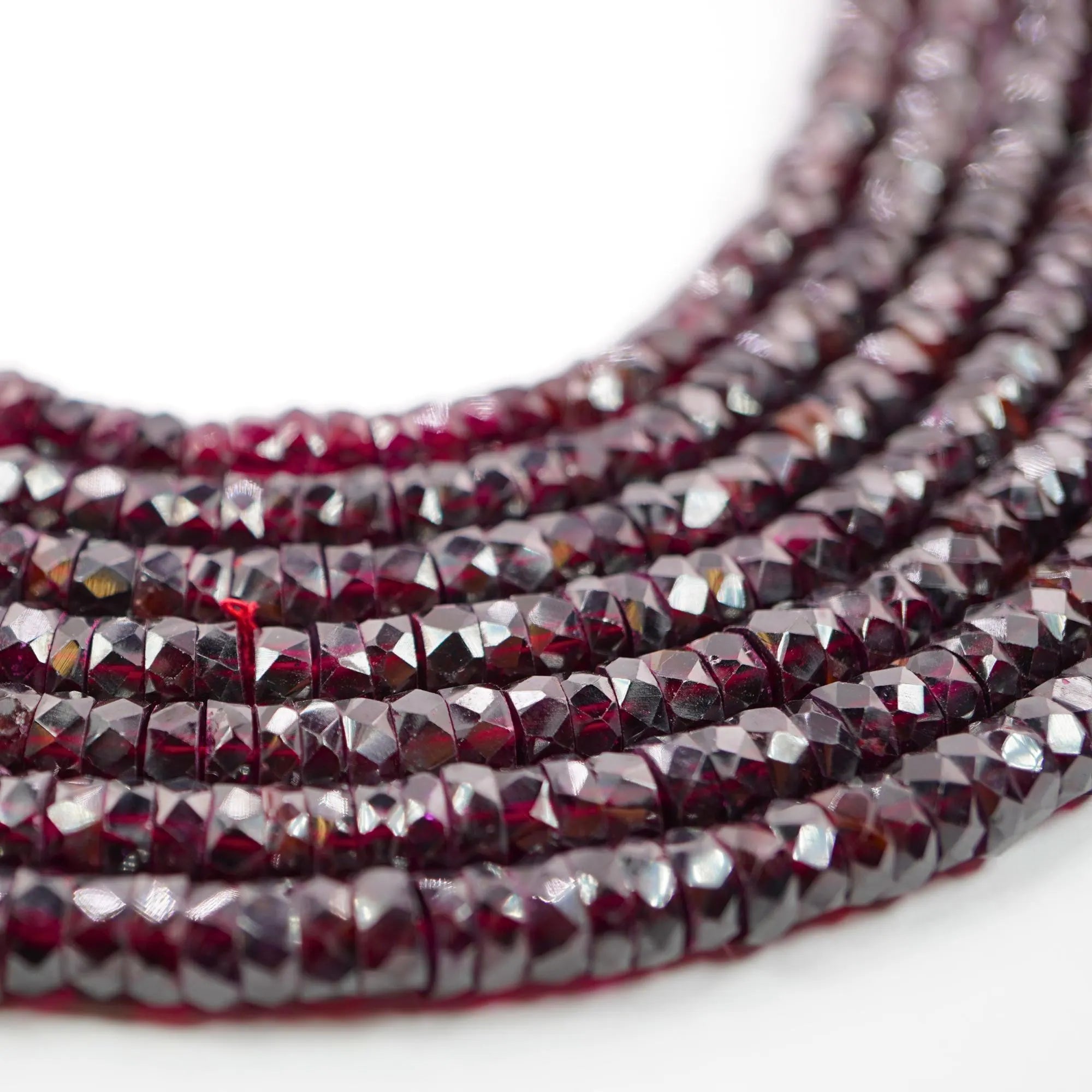 Red Garnet Faceted Button Shape Gemstone Strand Beads