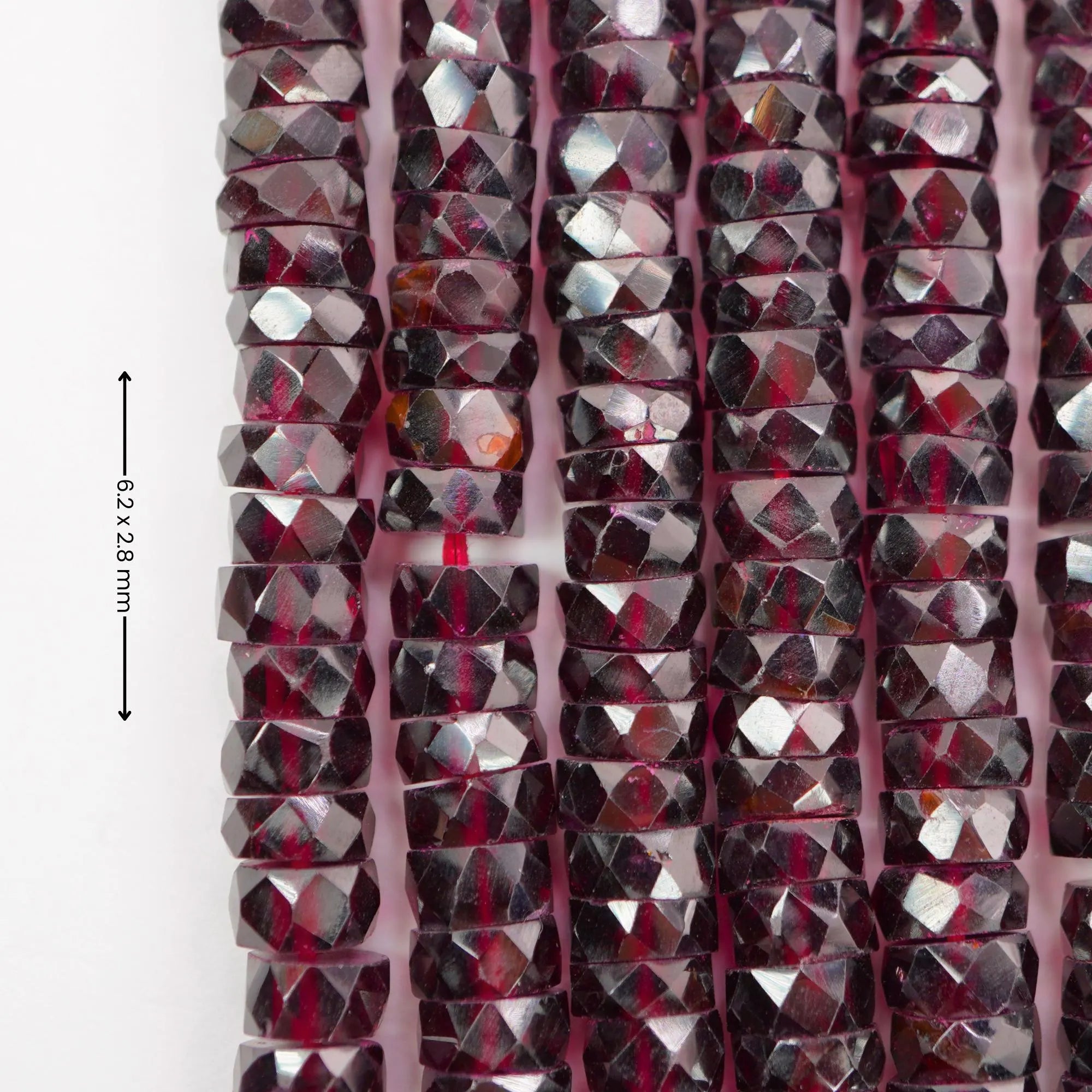 Red Garnet Faceted Button Shape Gemstone Strand Beads