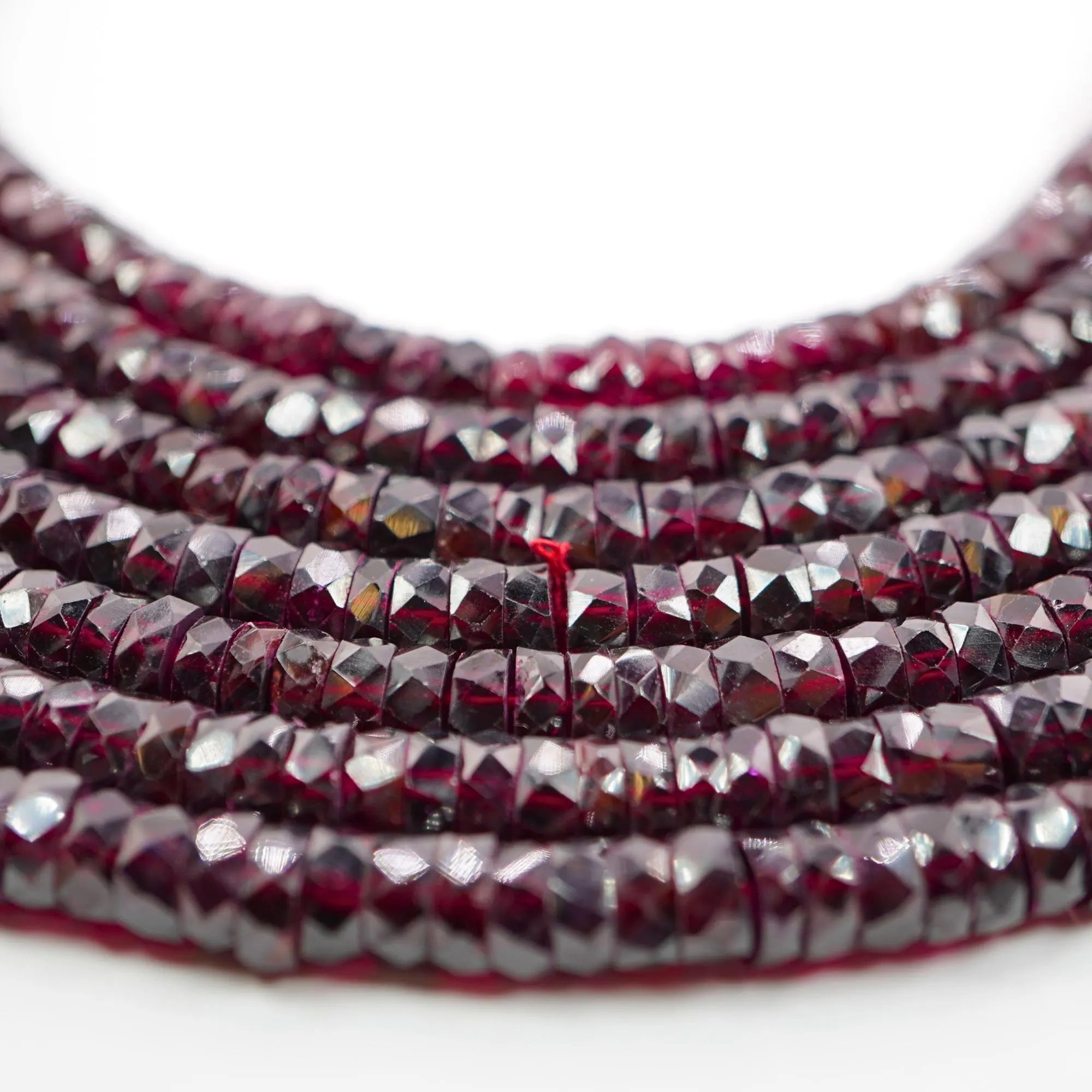 Red Garnet Faceted Button Shape Gemstone Strand Beads