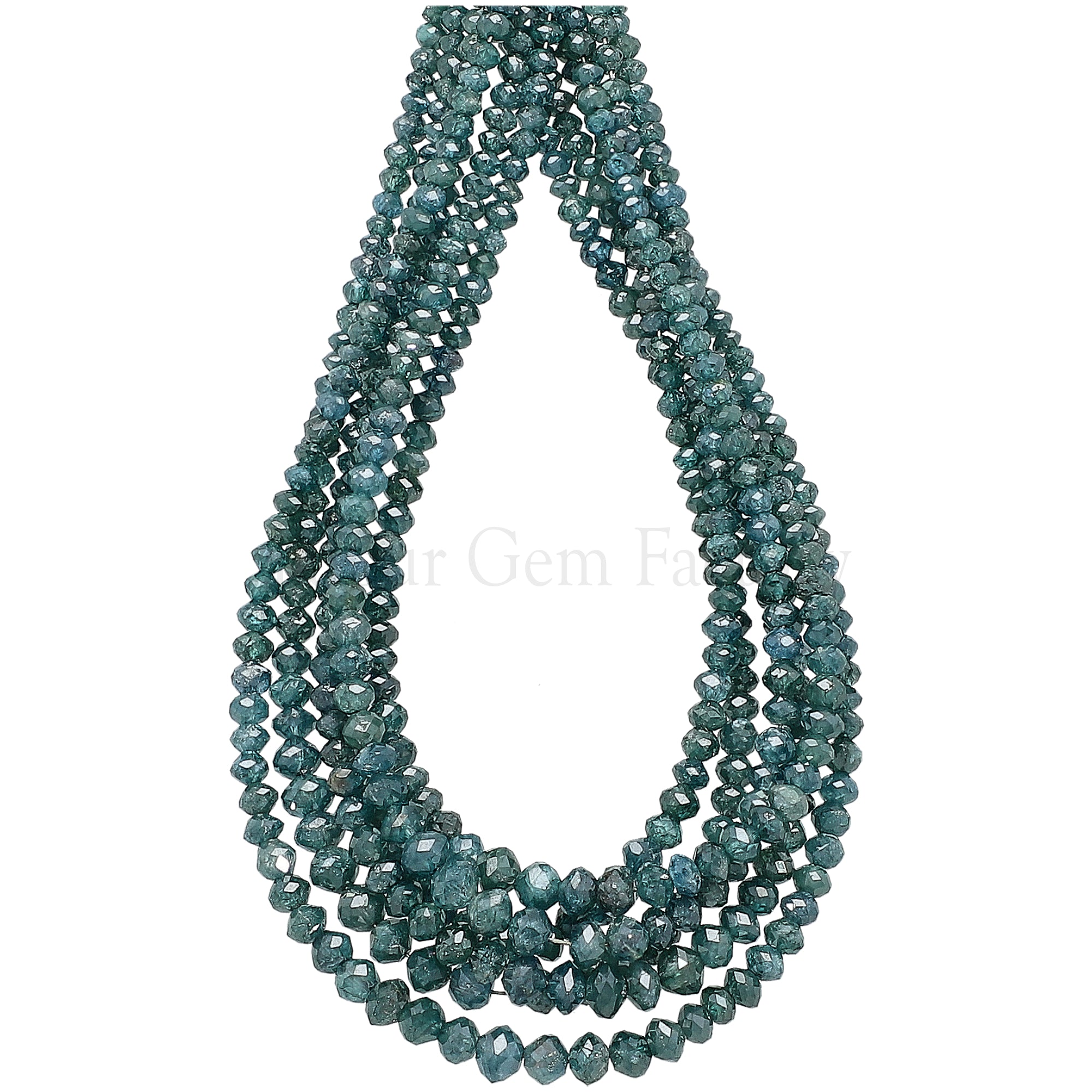 Greenish Blue Diamond Button Shape Gemstone Strand Beads