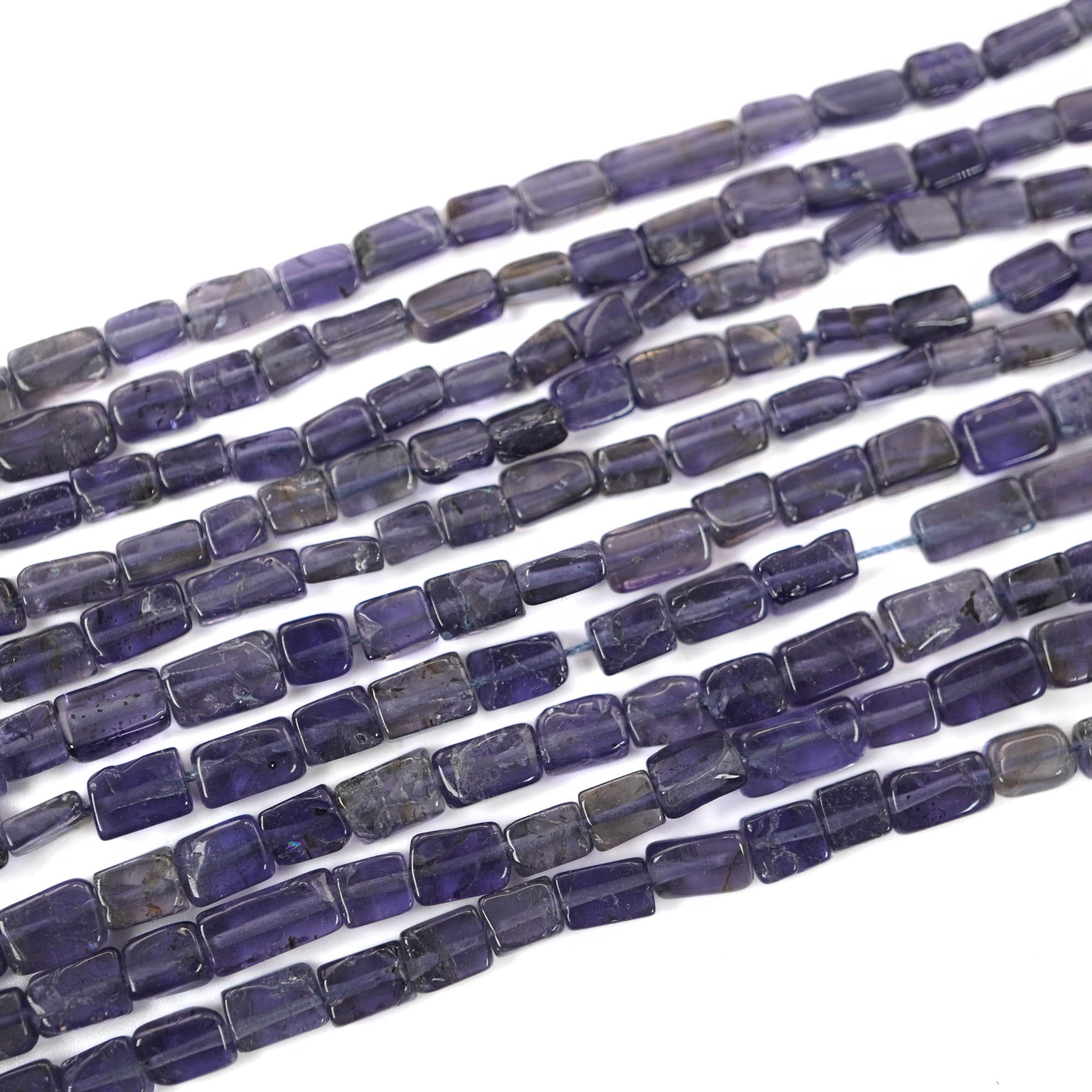Iolite Faceted Rectangle Shape Gemstone Strand Beads